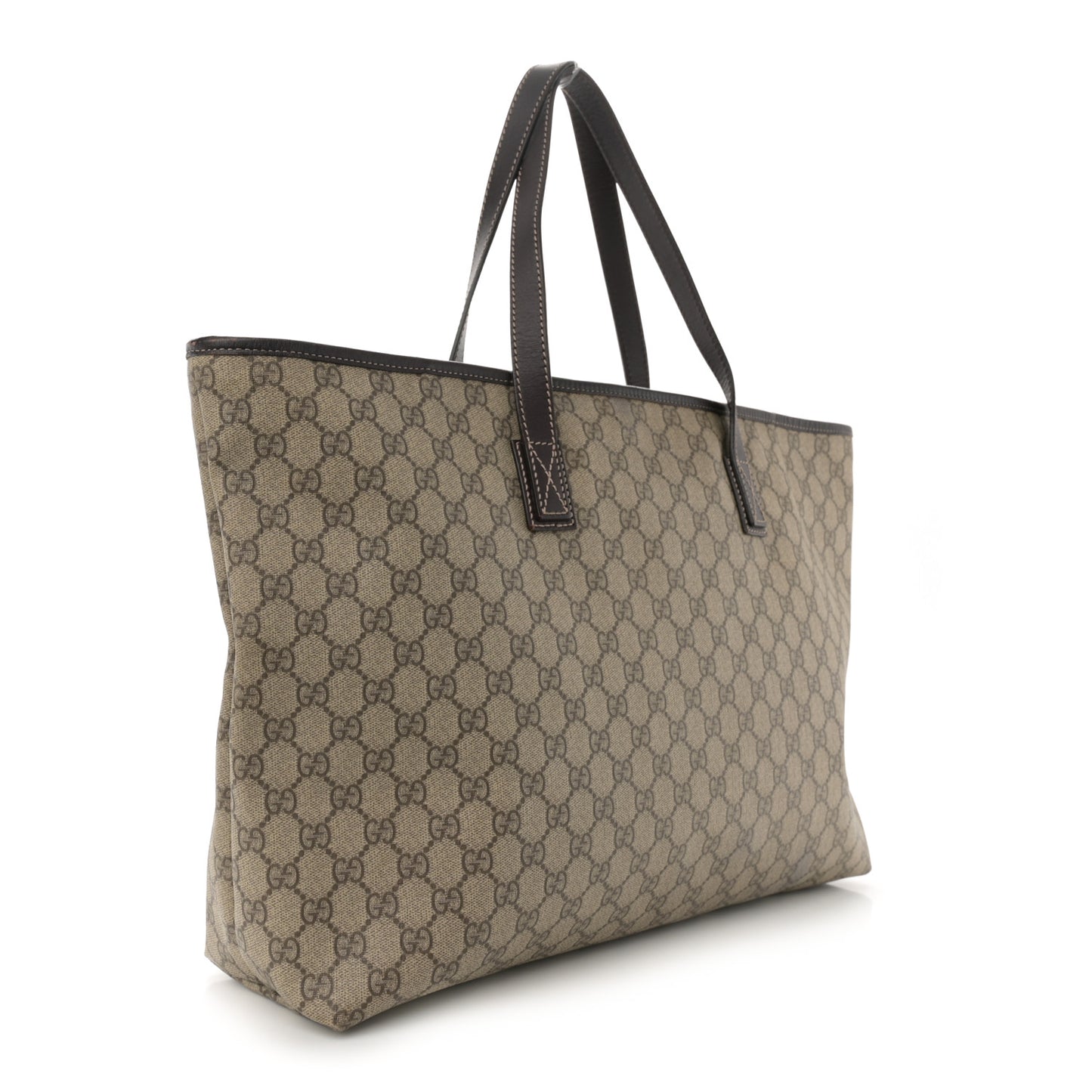GG Supreme Monogram Large Zippered Shopping Tote Brown