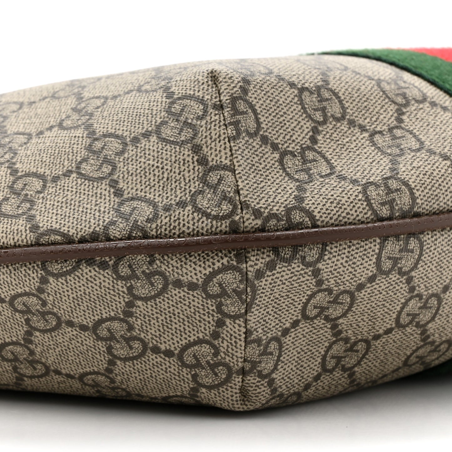 GG Supreme Monogram Web Small Ophidia Half Moon Hobo Brown