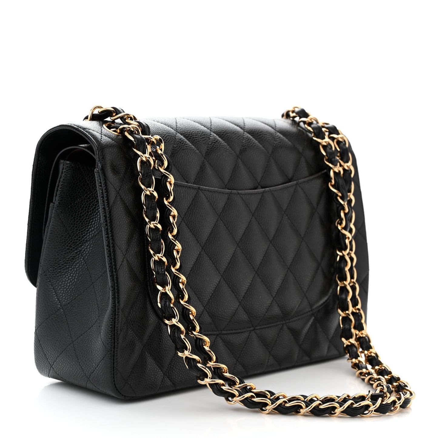 Caviar Quilted Jumbo Double Flap Black