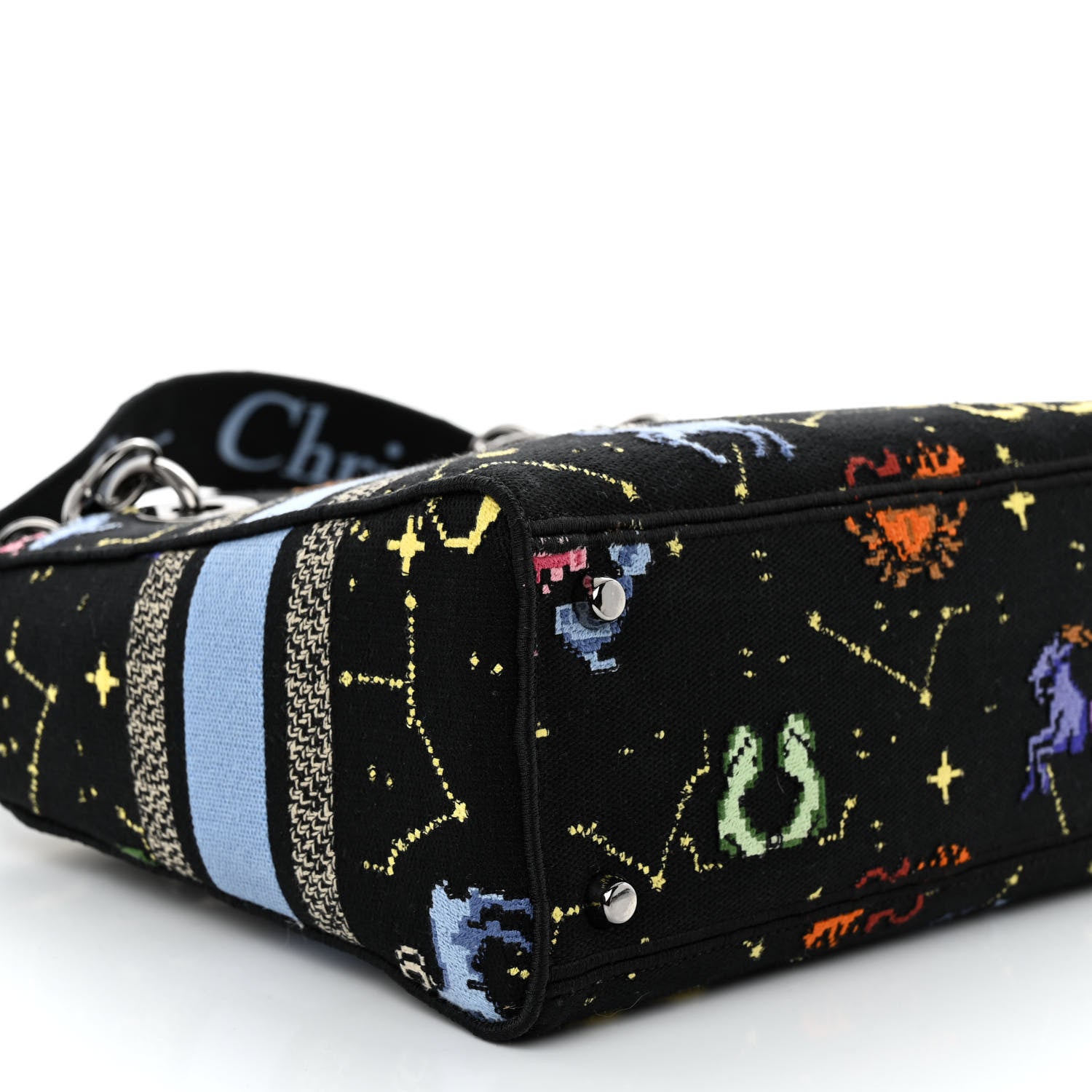 Christian Dior Canvas Pixel Zodiac Embroidered Medium Lady D-Lite Nero Multicolor 8 of 9