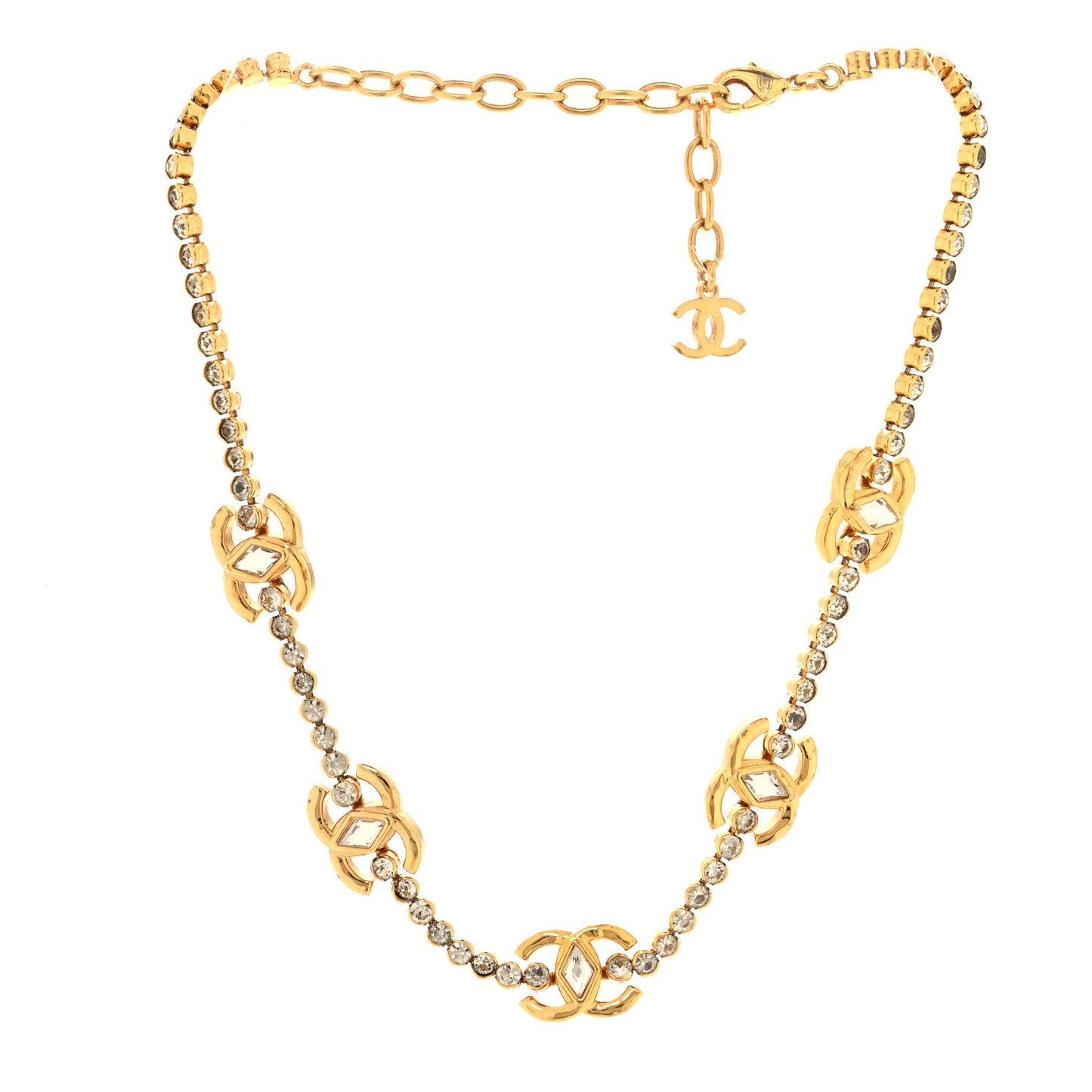 Metal Crystal CC Marquise Choker Gold