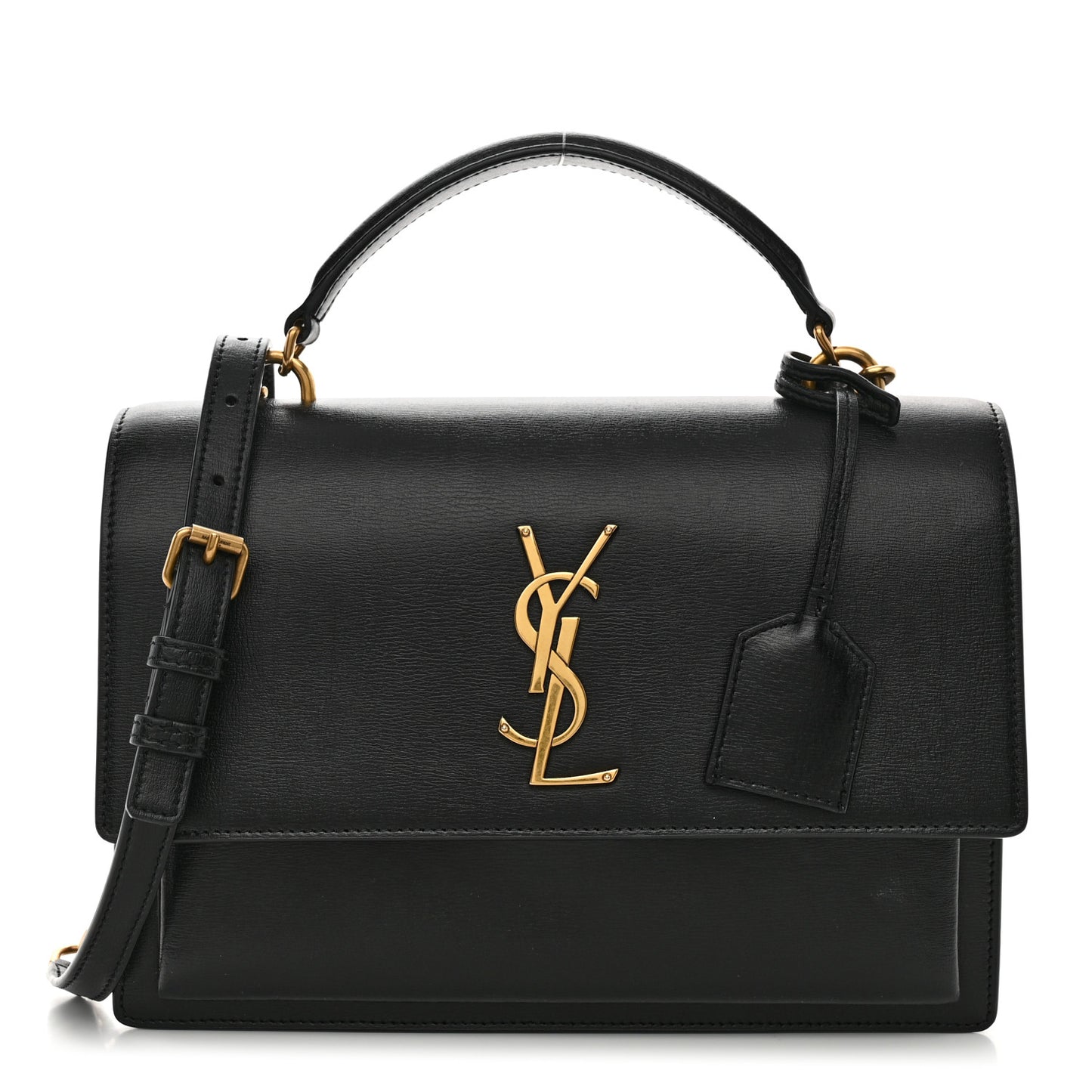 Smooth Calfskin Medium Monogram Sunset Satchel Black