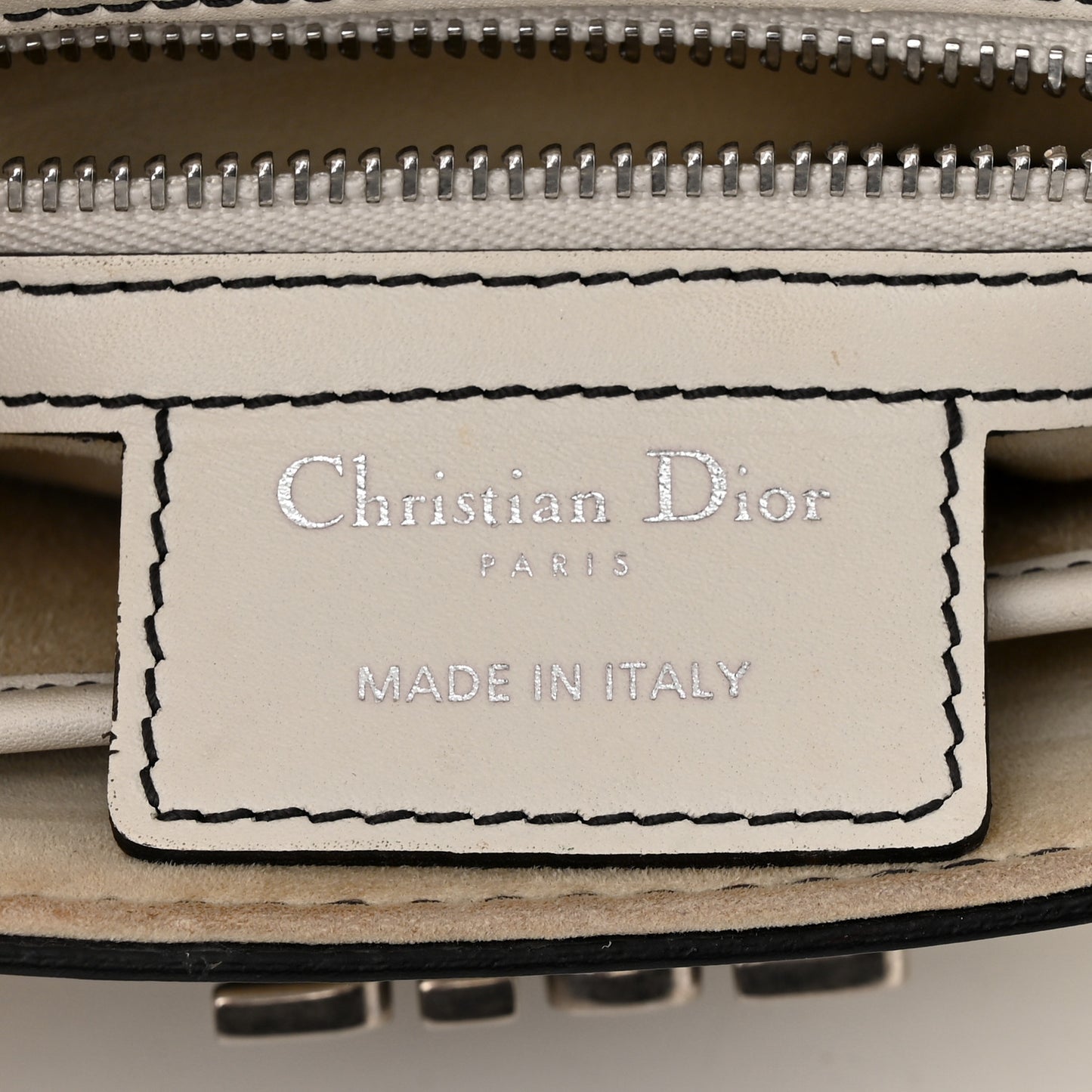Calfskin Mini D Fence Saddle Bag White