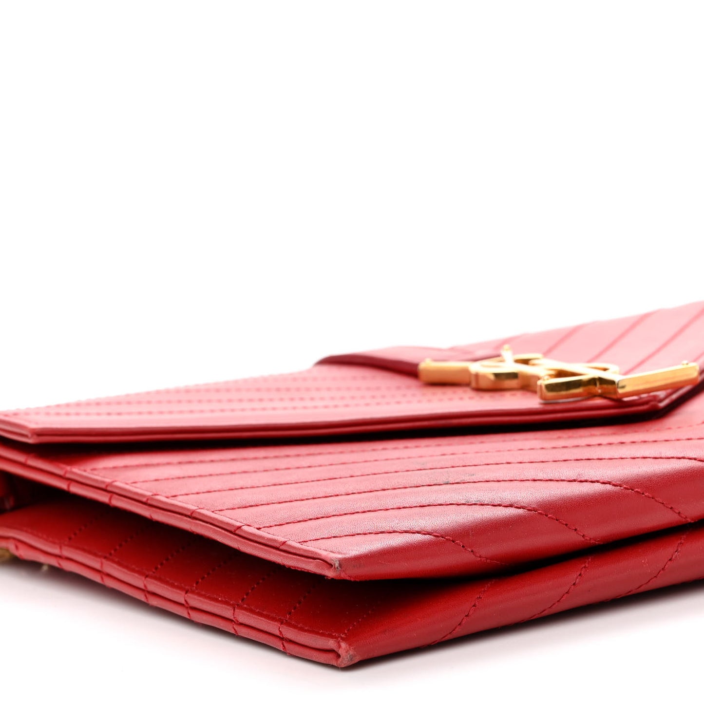 Calfskin Matelasse Chevron Medium Monogram Satchel Red