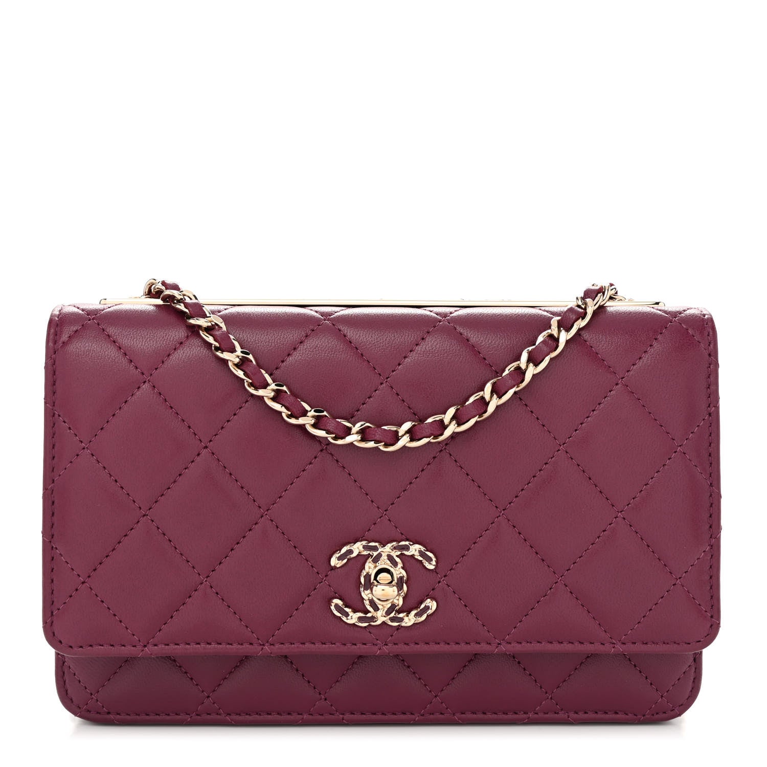 Chanel Lambskin Quilted Trendy Chain CC Wallet On Chain WOC Purple 1 of 13