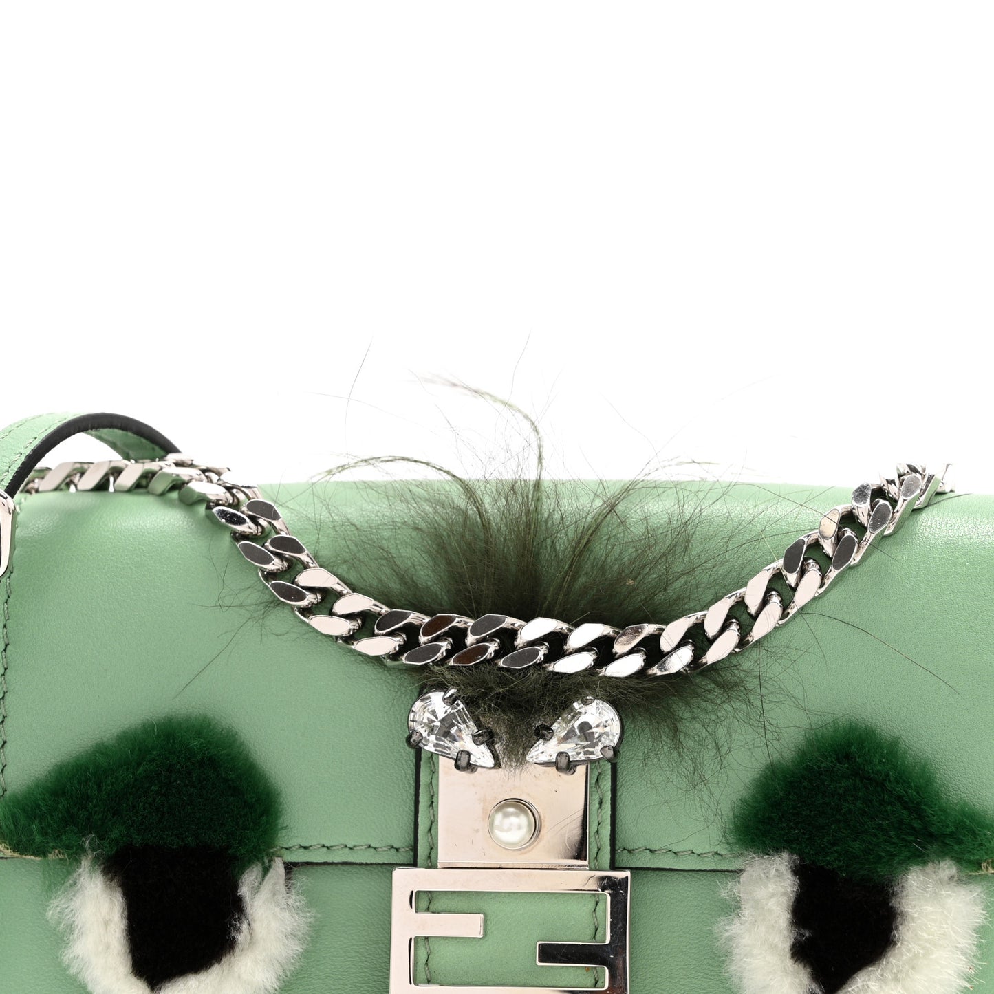 Nappa Rabbit Fox Fur Micro Buggie Baguette Verde Acqua