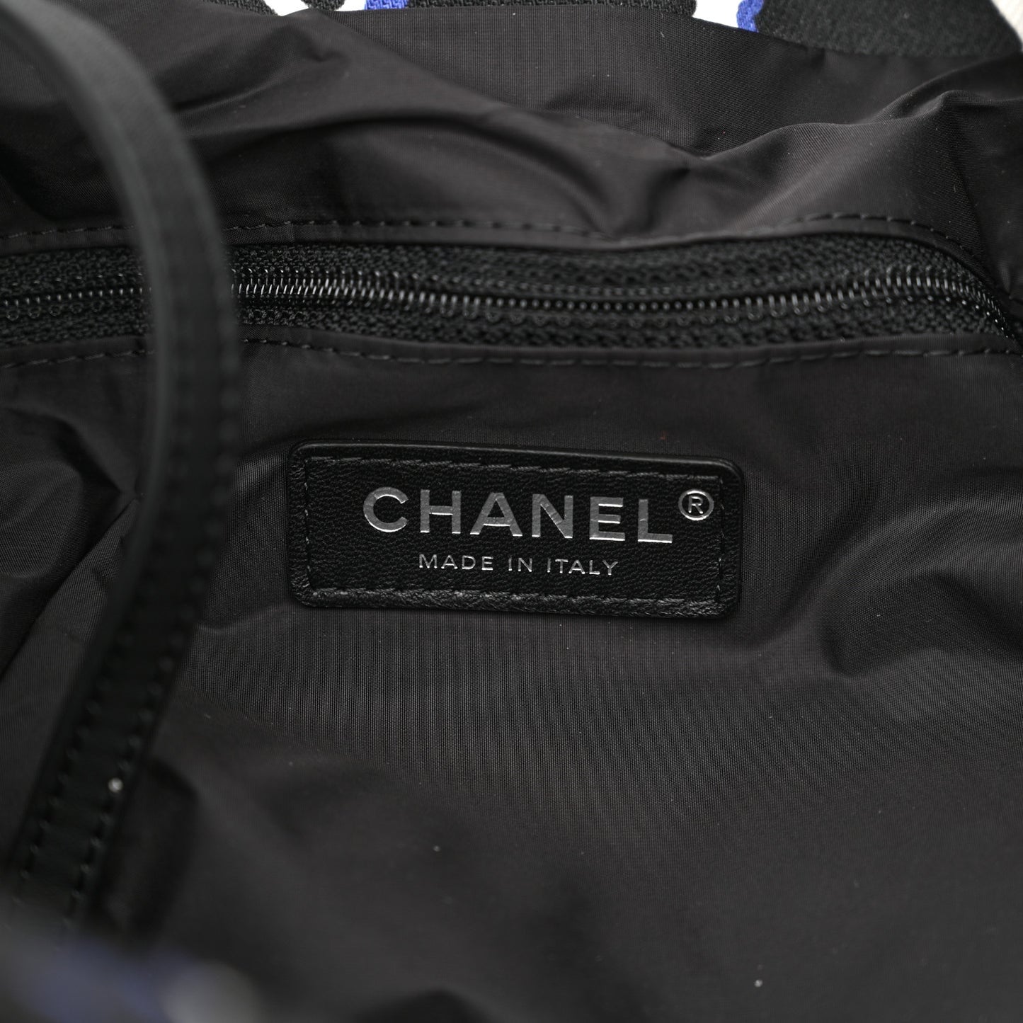 Canvas Printed Airline Drawstring Bag Black Blue