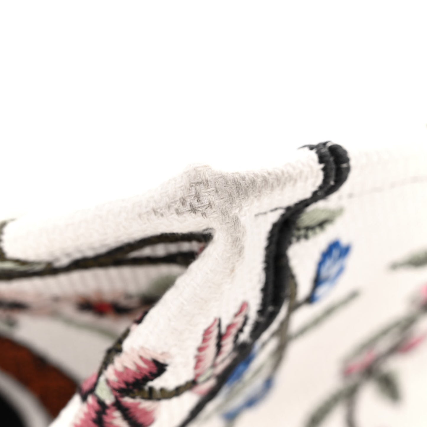 Raffia Embroidered Petites Fleurs Medium Book Tote White Multicolor