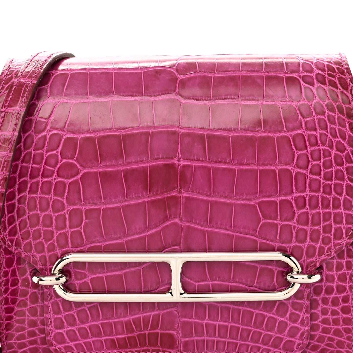 Shiny Alligator Mini Sac Roulis Rose Scheherazade