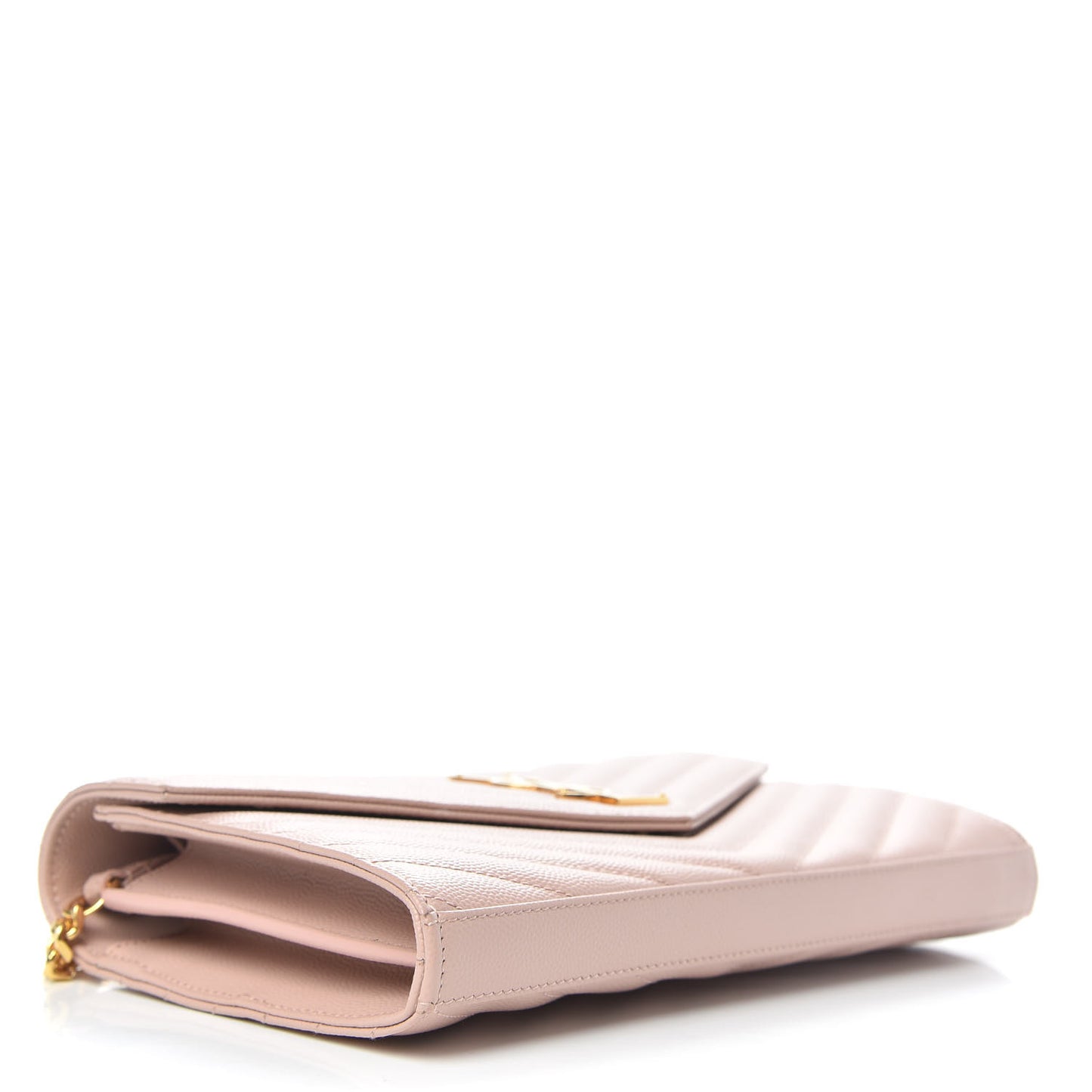 Grain De Poudre Matelasse Chevron Monogram Chain Wallet Pale Pink