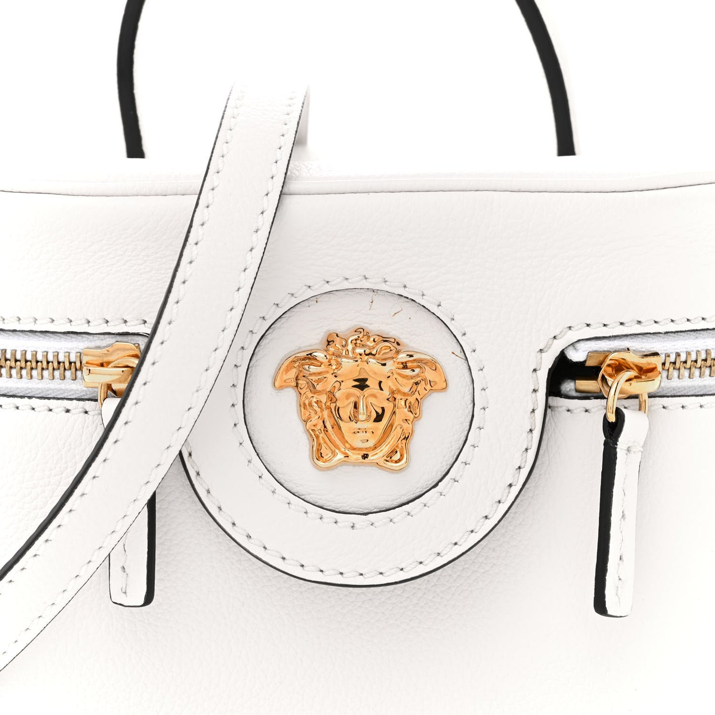 Grained Calfskin Medusa Vanity Case Optical White