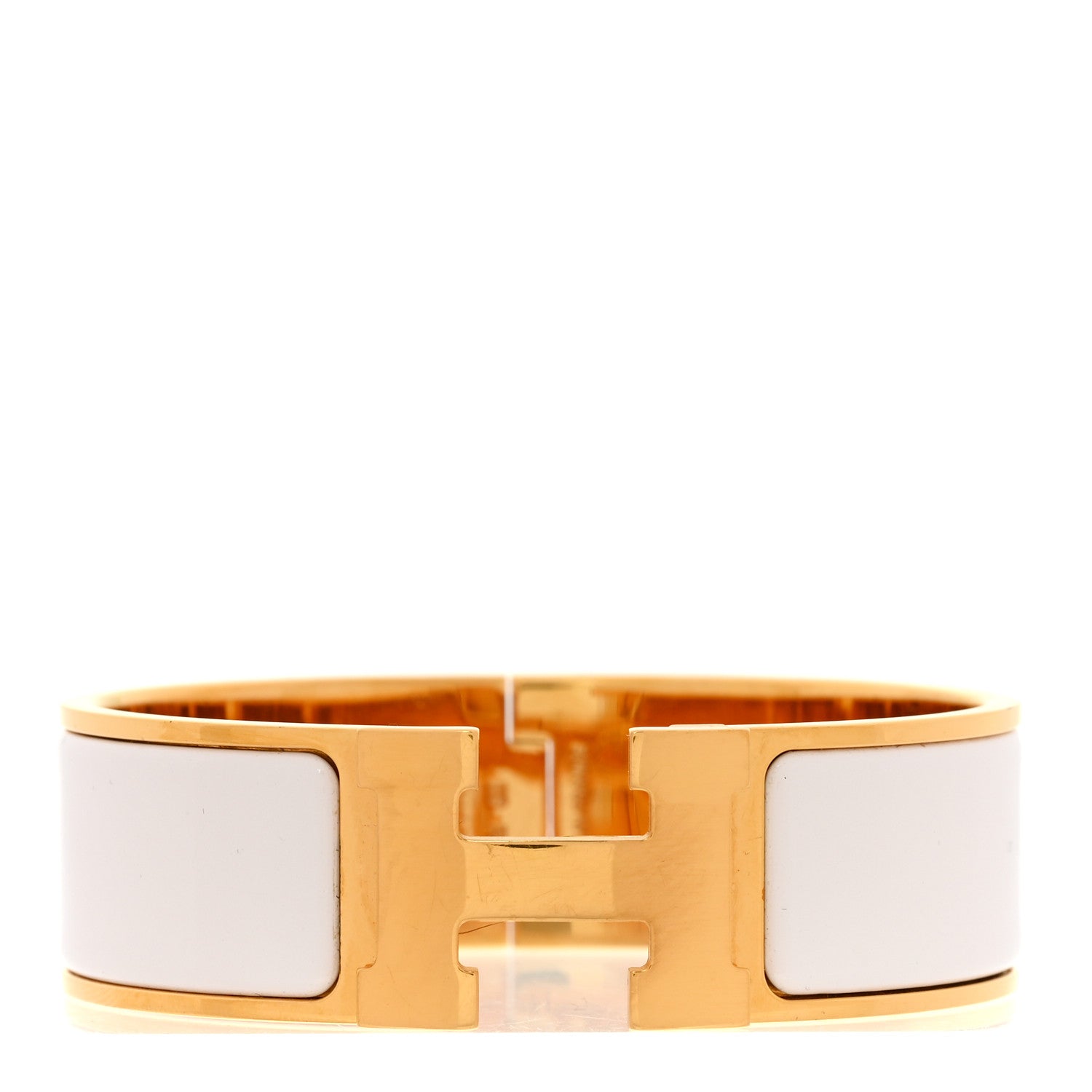 Hermes Enamel Wide Clic Clac H Bracelet GM White 1921643