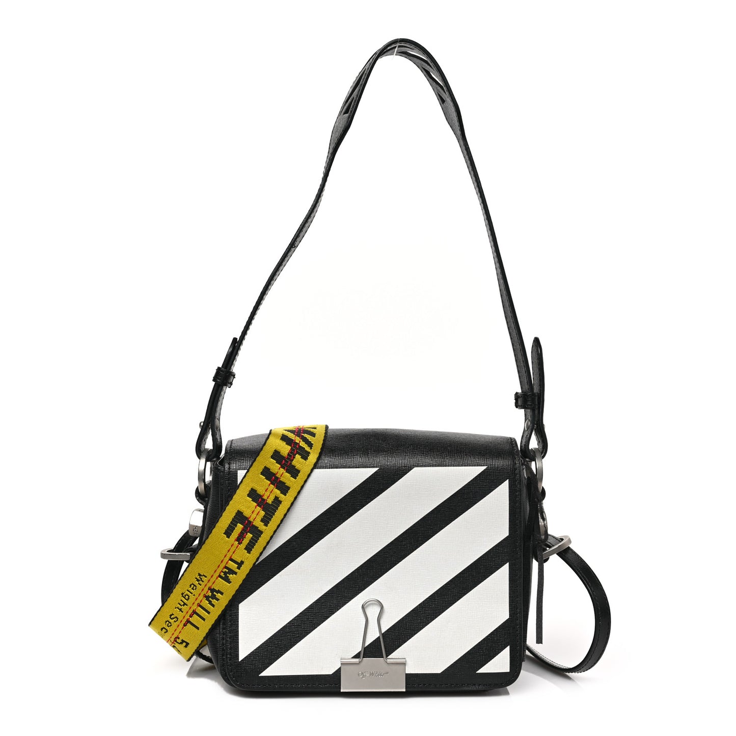 Calfskin Diag Flap Bag Black White