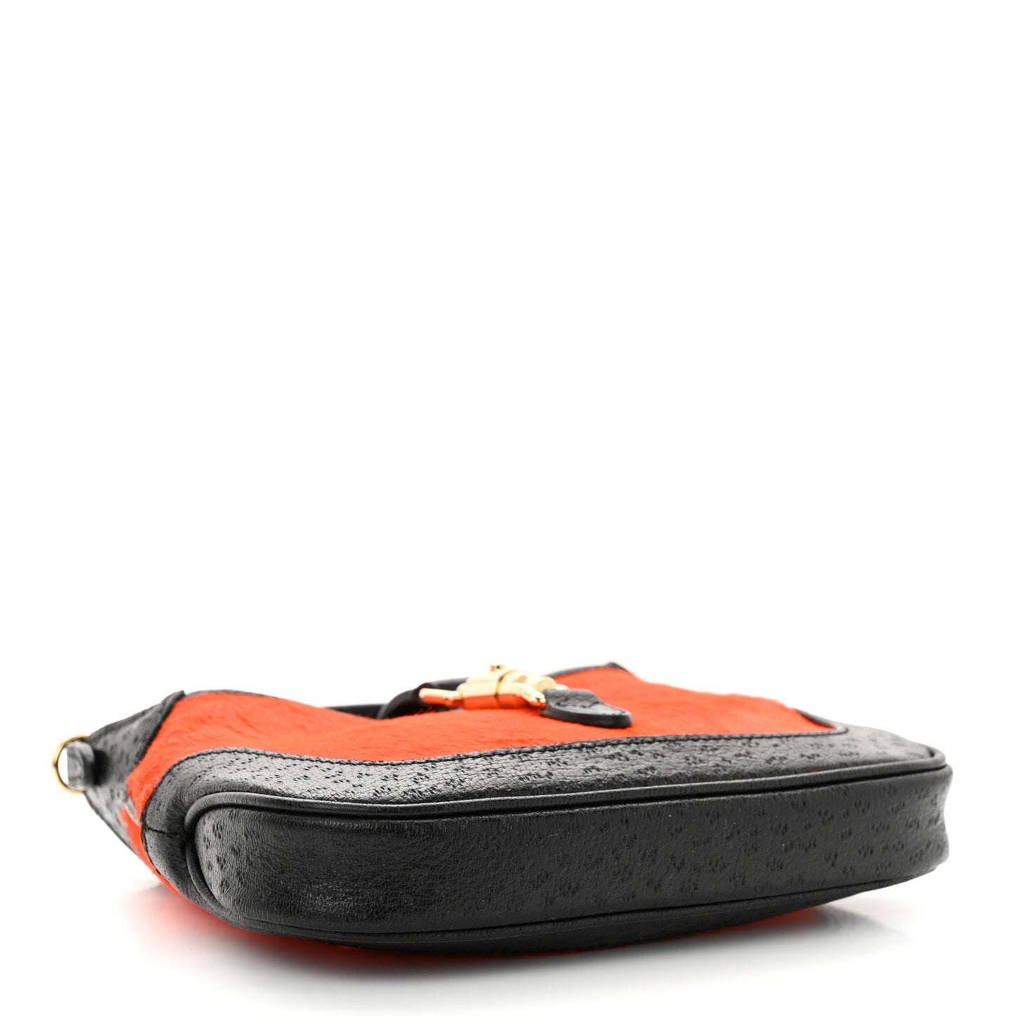 Calf Hair Textured Dollar Calfskin Mini Jackie 1961 Hobo Orange Black