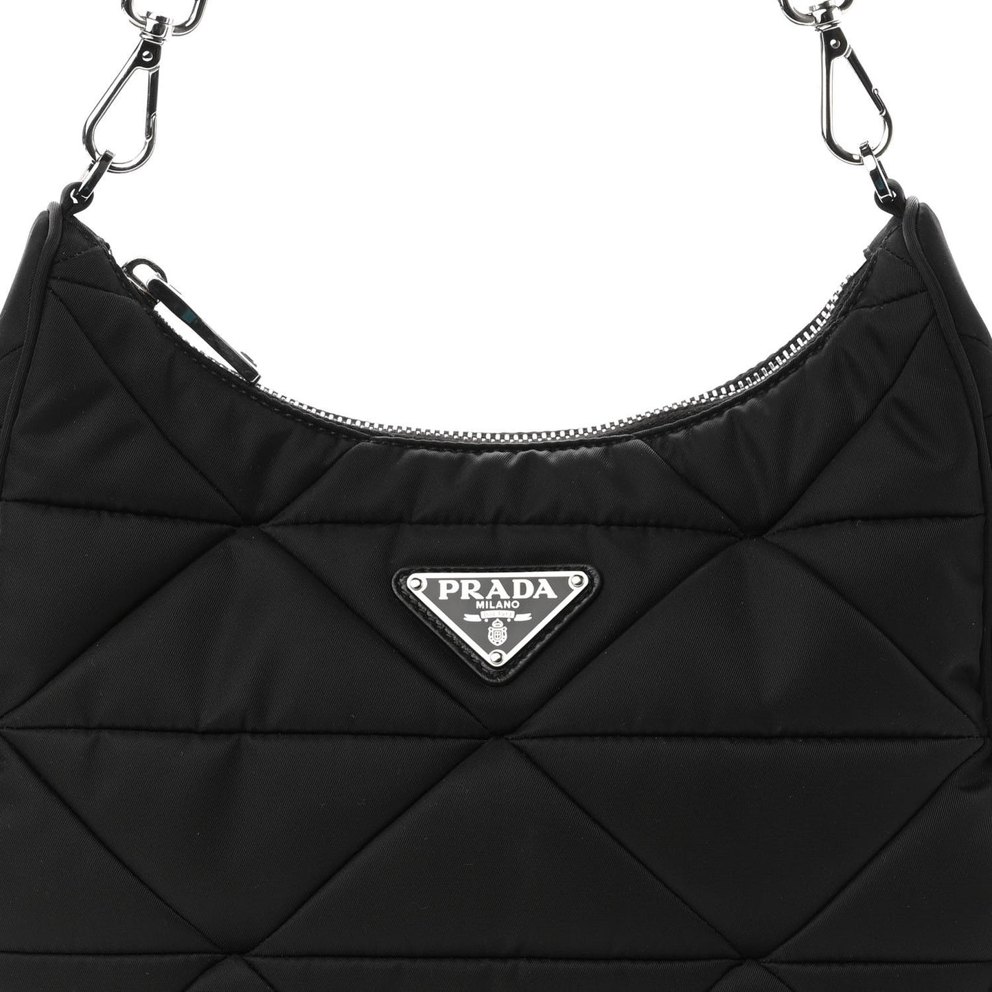 Re-Nylon Triangle Padded Patchwork Shoulder Bag Black