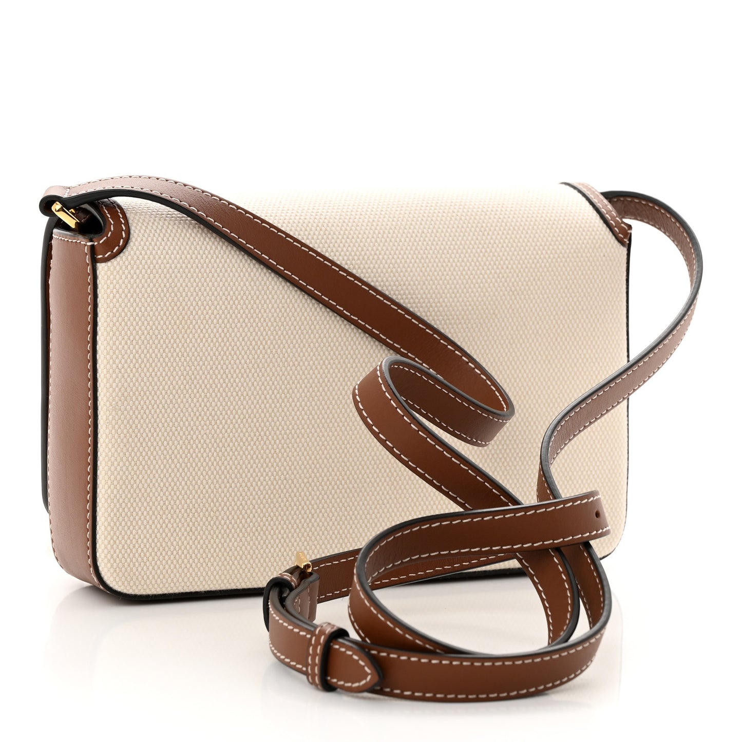 Cotton Canvas Horseferry Print Crossbody Bag Natural Tan