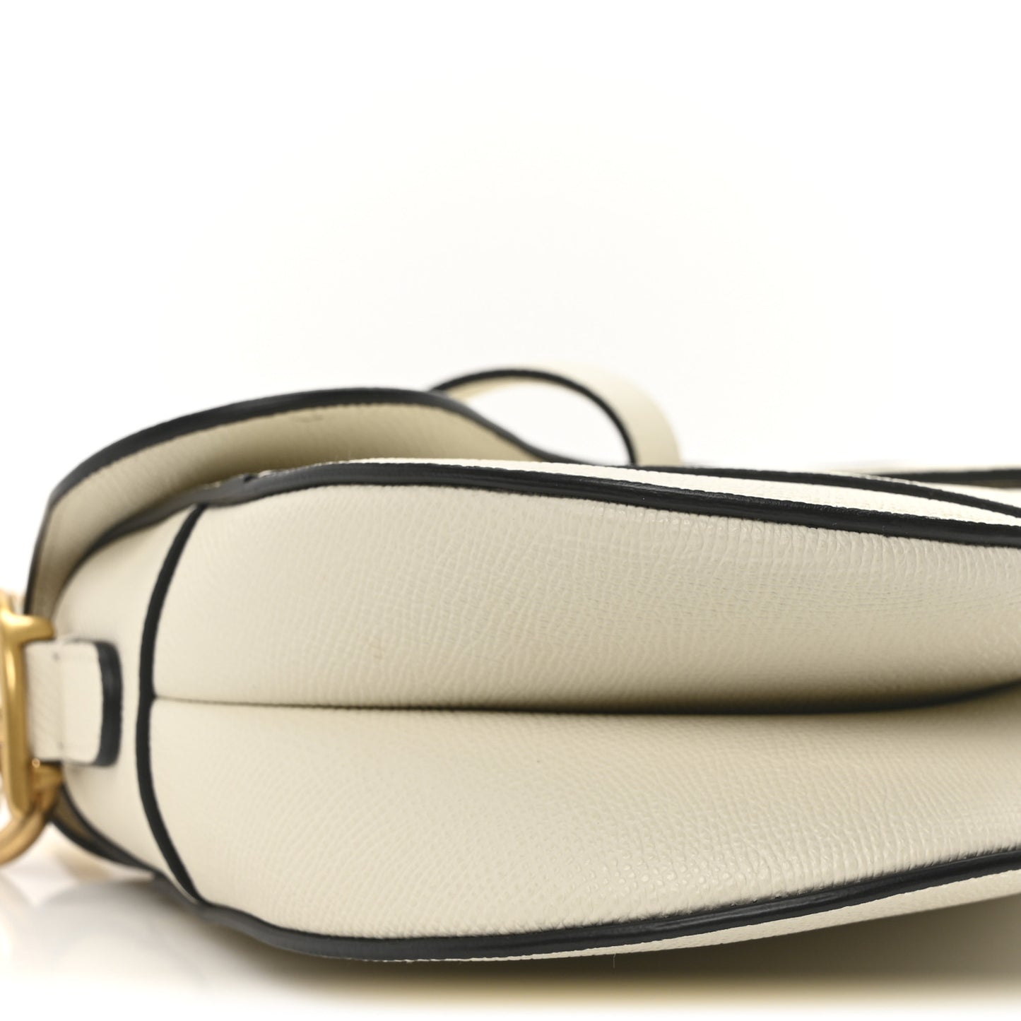 Grained Calfskin Saddle Bag With Strap Latte