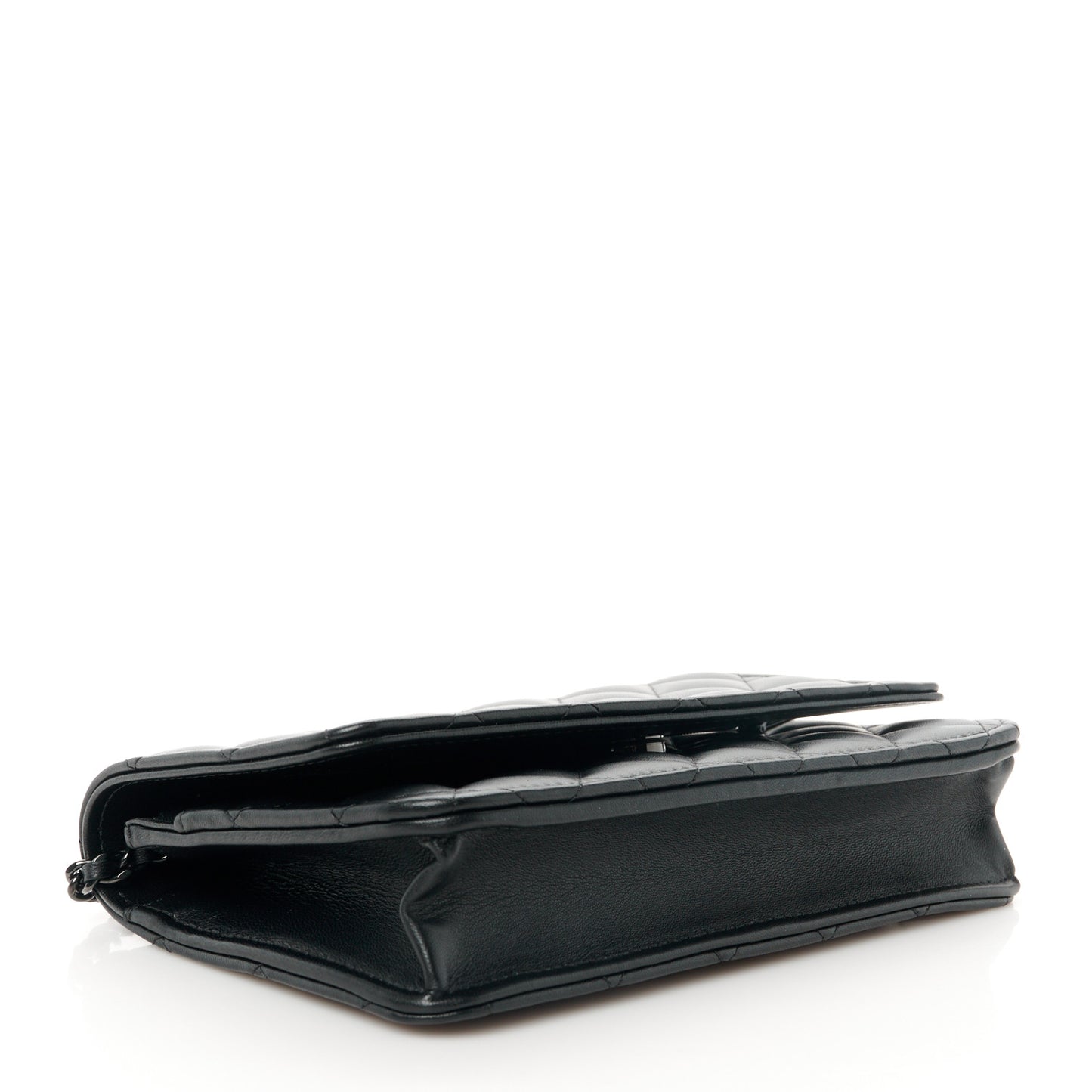 Lambskin Quilted Wallet On Chain WOC So Black