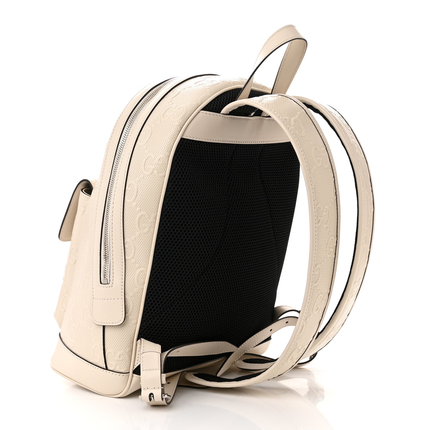 Calfskin GG Tennis Embossed Backpack Mystic White Black