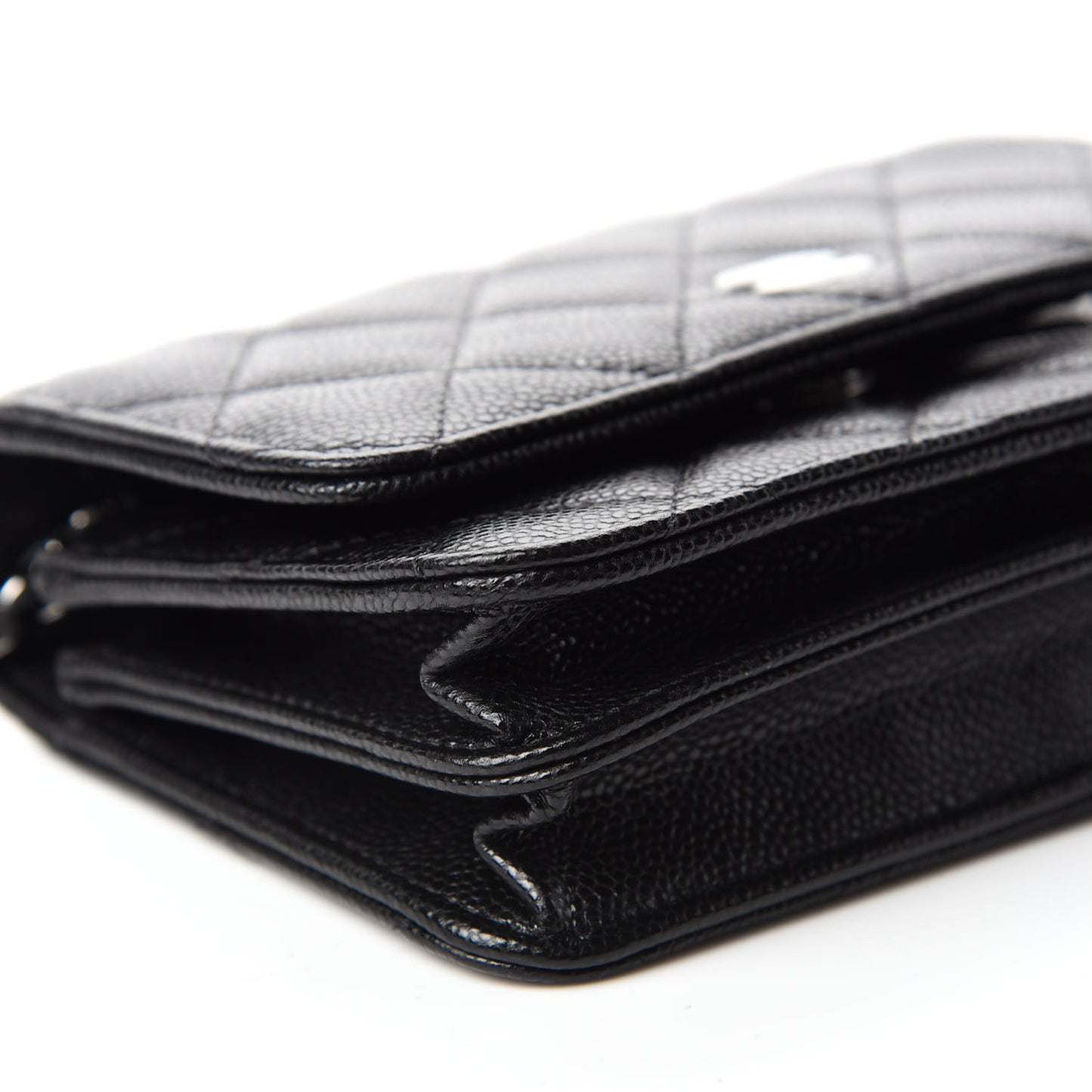 Caviar Quilted Mini Wallet On Chain WOC Black