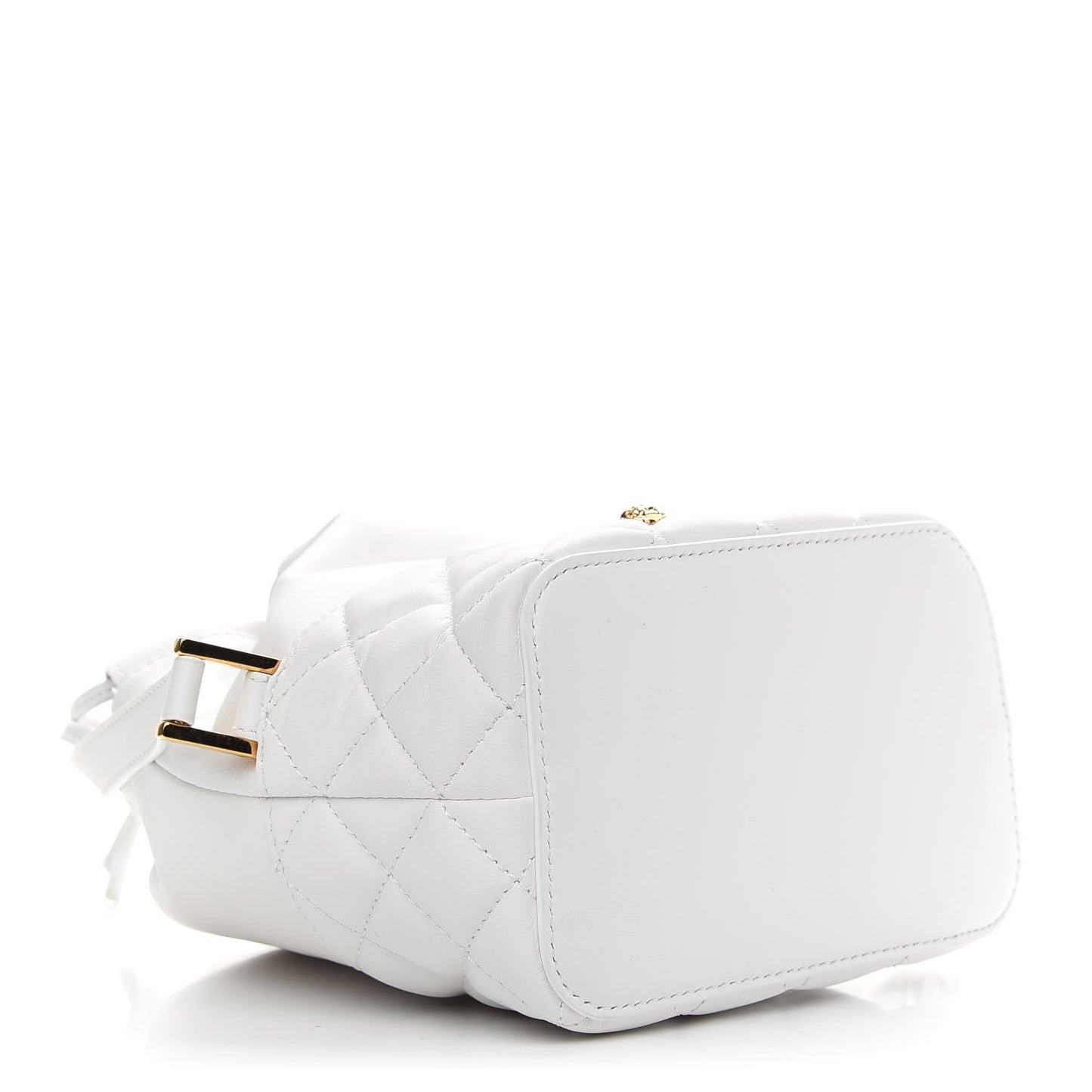 Nappa Quilted Medusa Bucket Bag White