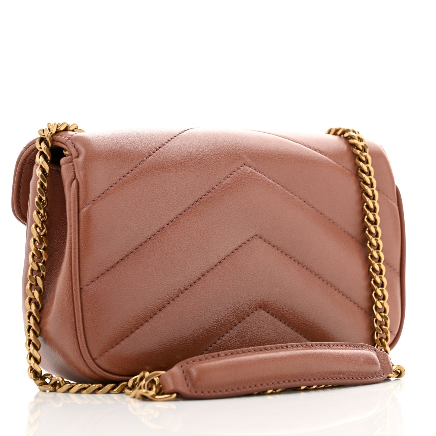 Lambskin Chevron Quilted Mini Loulou Bag Barely Pink