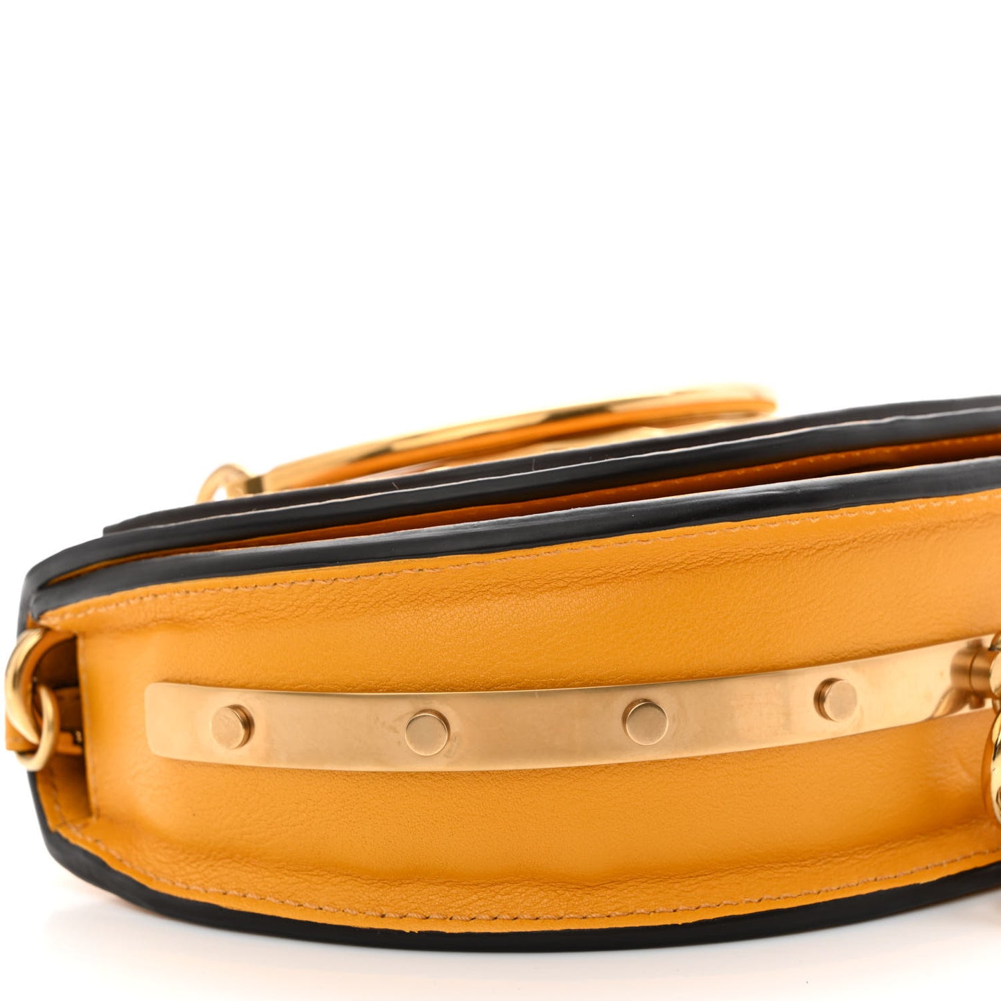 Calfskin Small Nile Bracelet Minaudiere Bag Dark Ochre