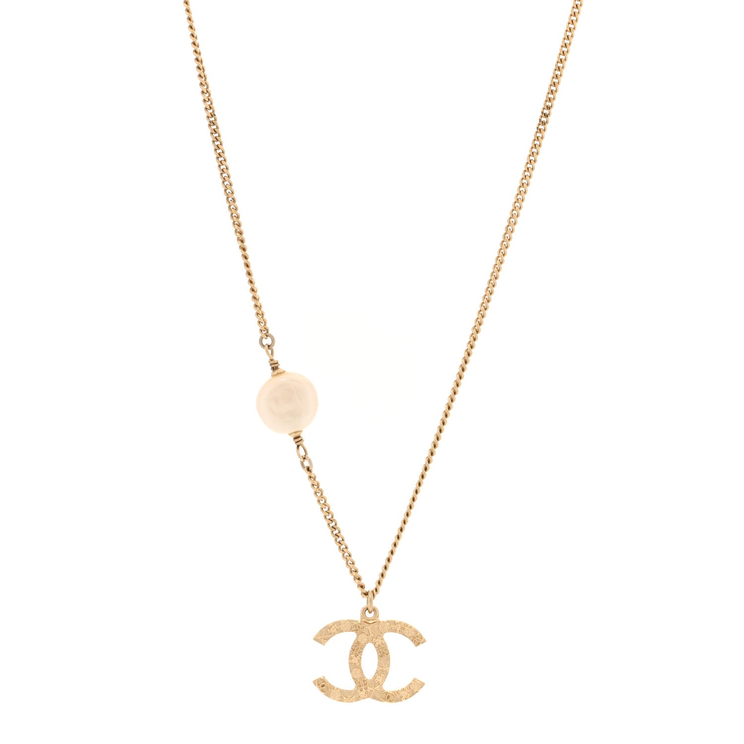 Chanel Pearl Precious Symbols CC Pendant Necklace Gold 1642438