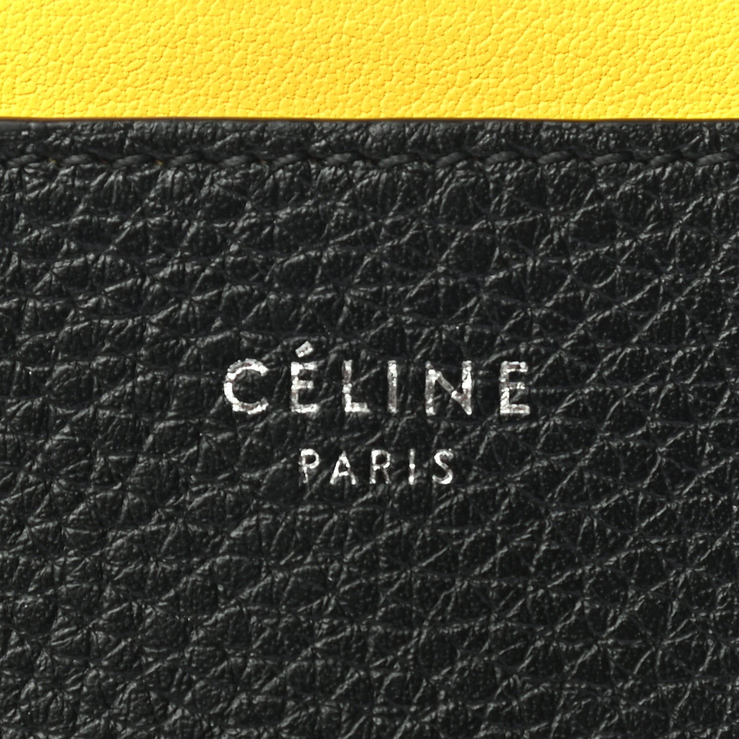 Celine Drummed Calfskin Bi-Color Card Holder Black Yellow 8 of 8