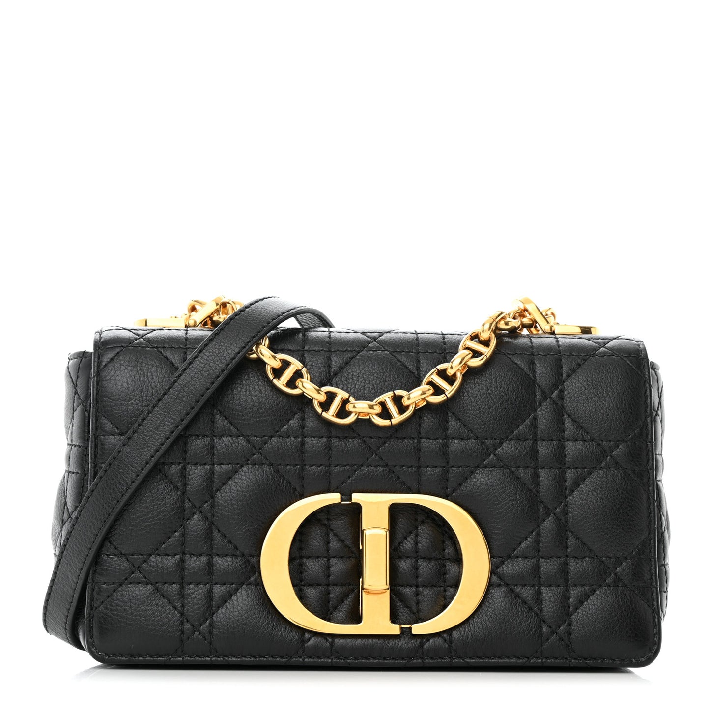 Calfskin Cannage Small Caro Bag Black