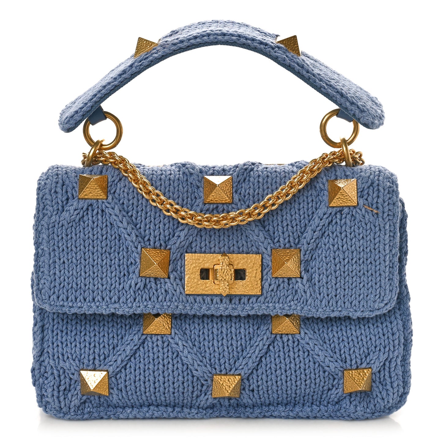 Knit Medium Roman Stud Shoulder Bag Niagara
