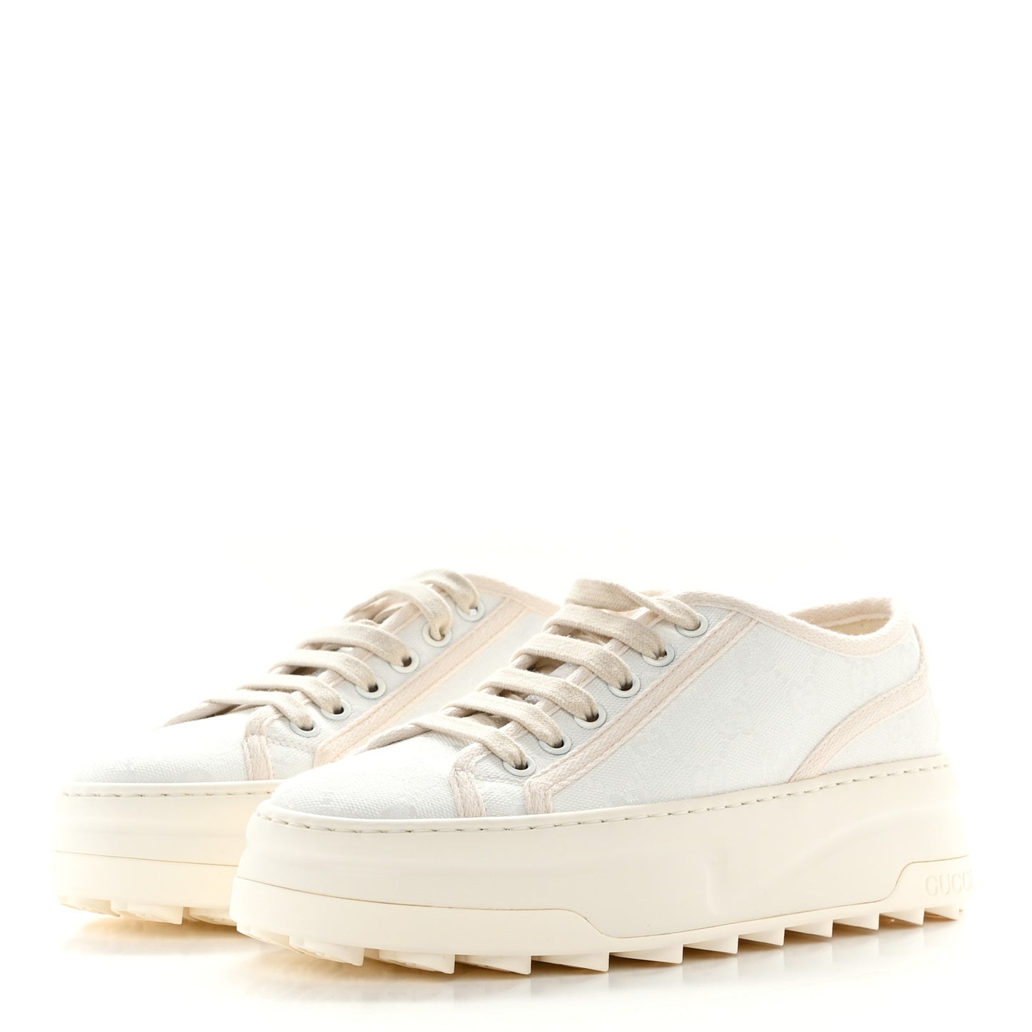 GG Monogram Womens 1977 Tennis Platform 52mm Sneakers 36 Great White Mystic White
