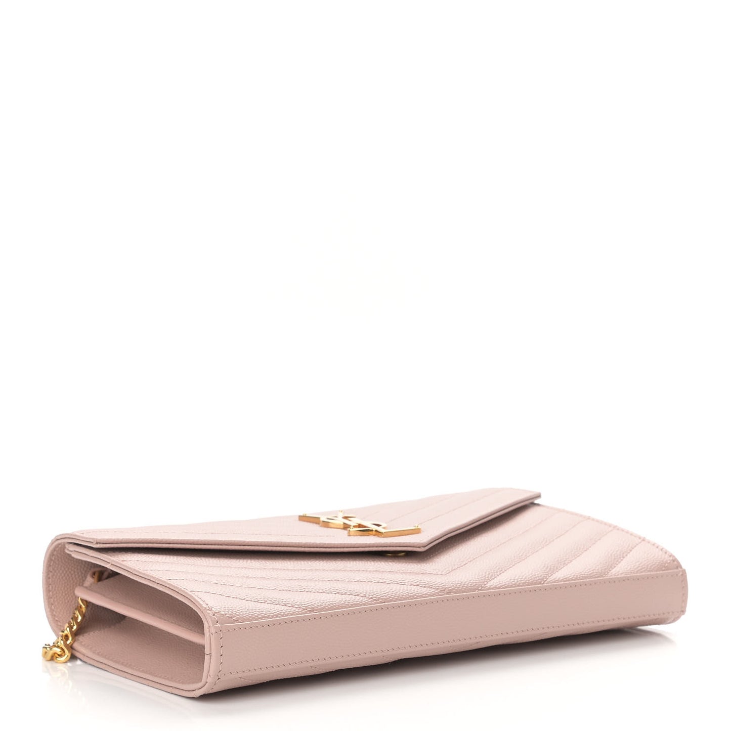 Grain De Poudre Matelasse Chevron Monogram Chain Wallet Pale Pink