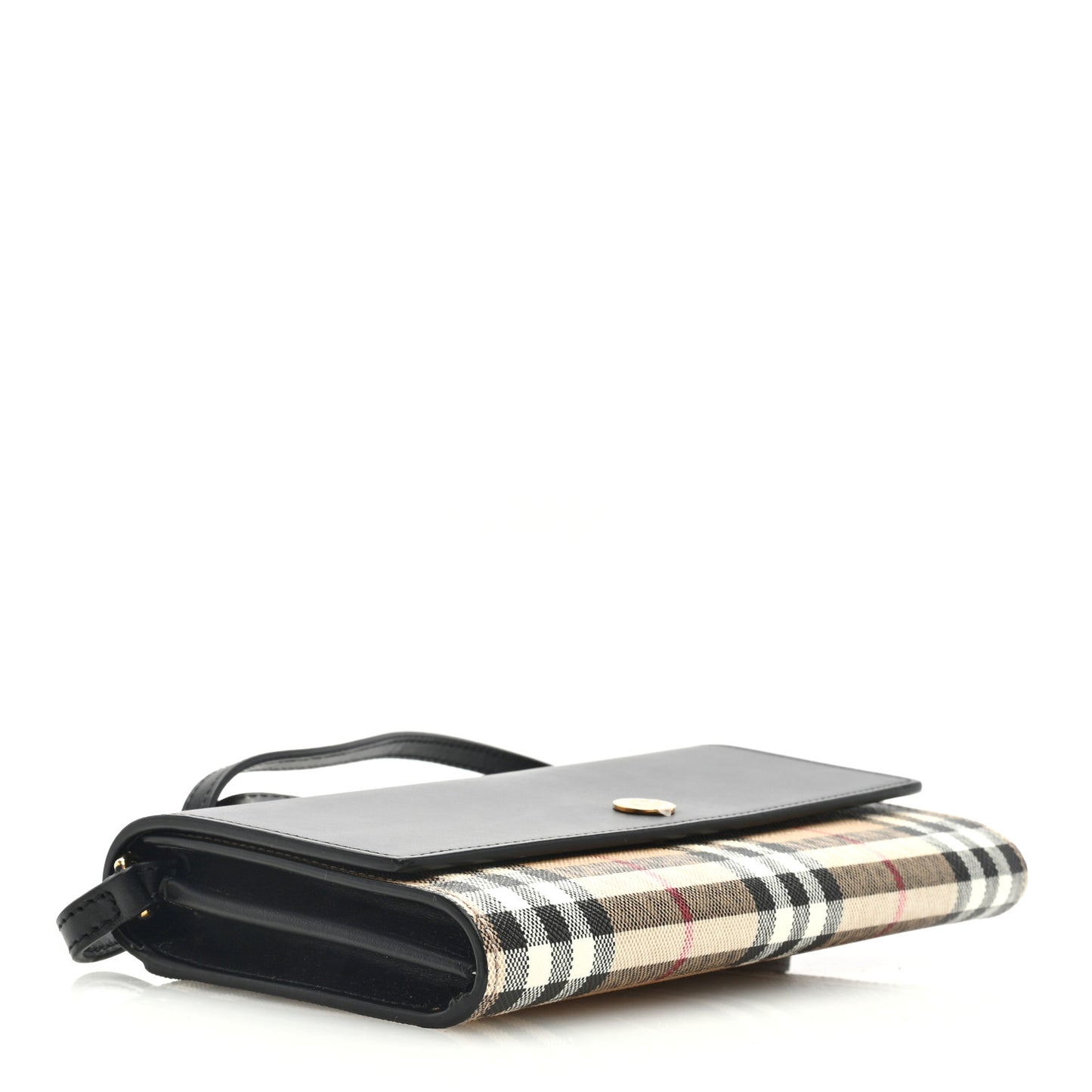 Calfskin Vintage Check Hannah Wallet with Detachable Strap Black