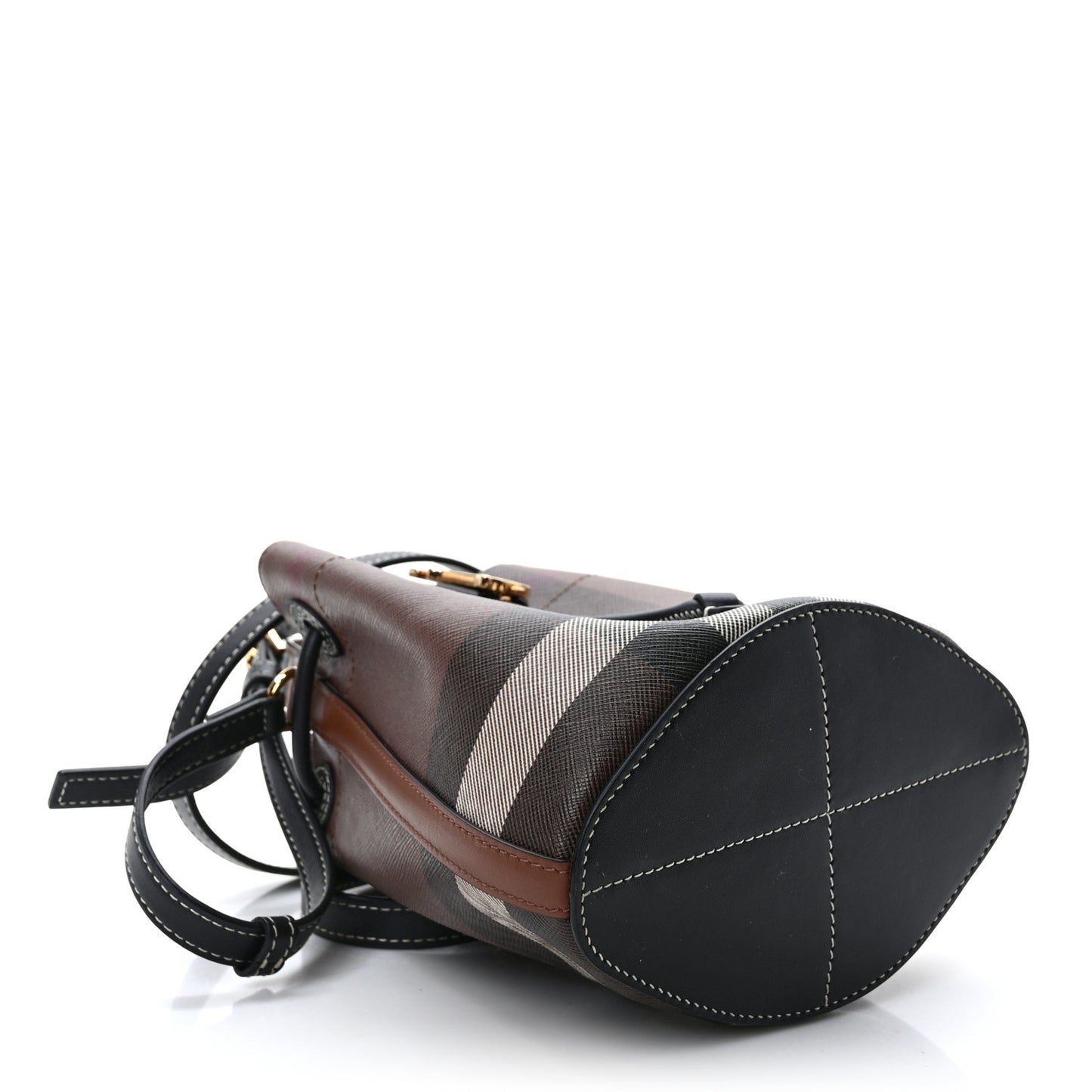 Giant Check Calfskin TB Mini Bucket Bag Dark Birch