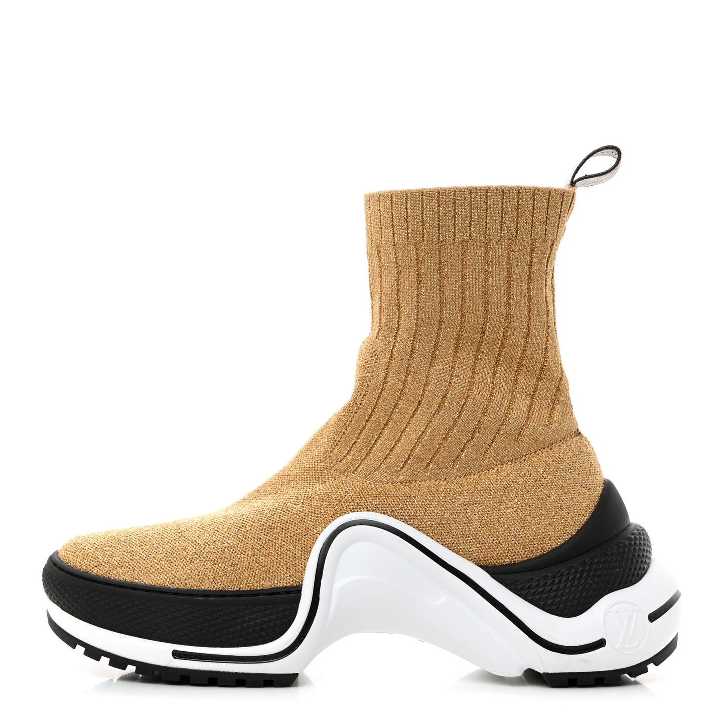 Glitter Stretch Textile Monogram LV Archlight Sneaker Boots 36 Gold Black