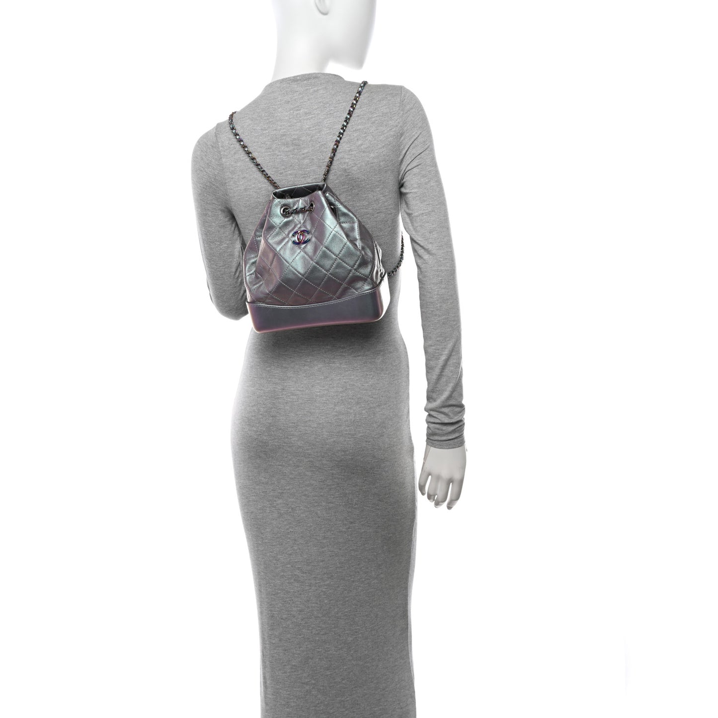 Iridescent Lambskin Calfskin Small Quilted Gabrielle Backpack Light Purple