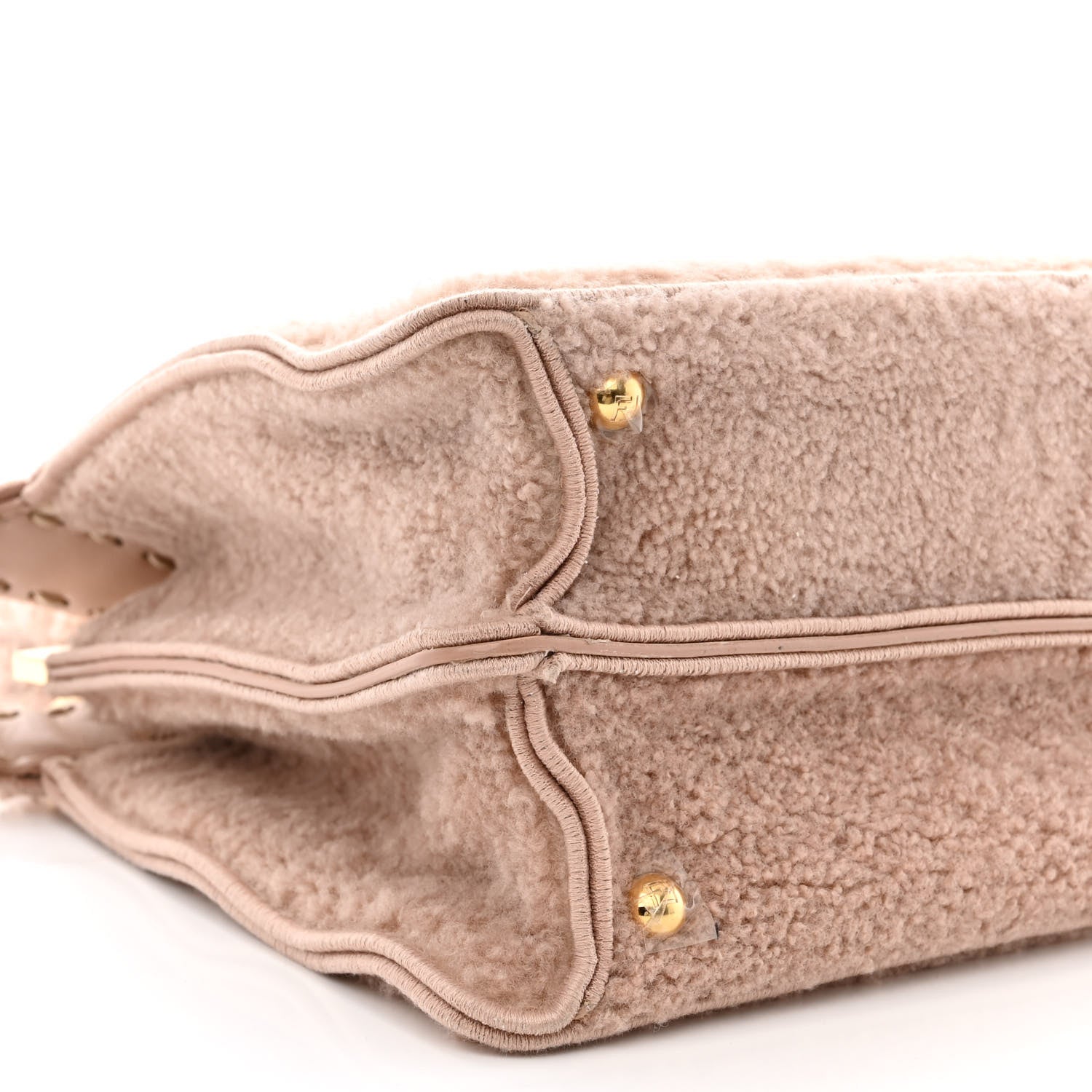 Fendi Curly Shearling Shiny Nappa Medium Peekaboo I SEE U Satchel Rosa Plaster 11 of 12