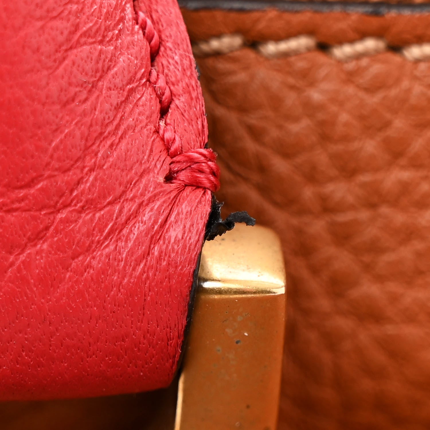 Chloe Calfskin Medium Marcie Satchel Tan Plaid Red 12 of 21