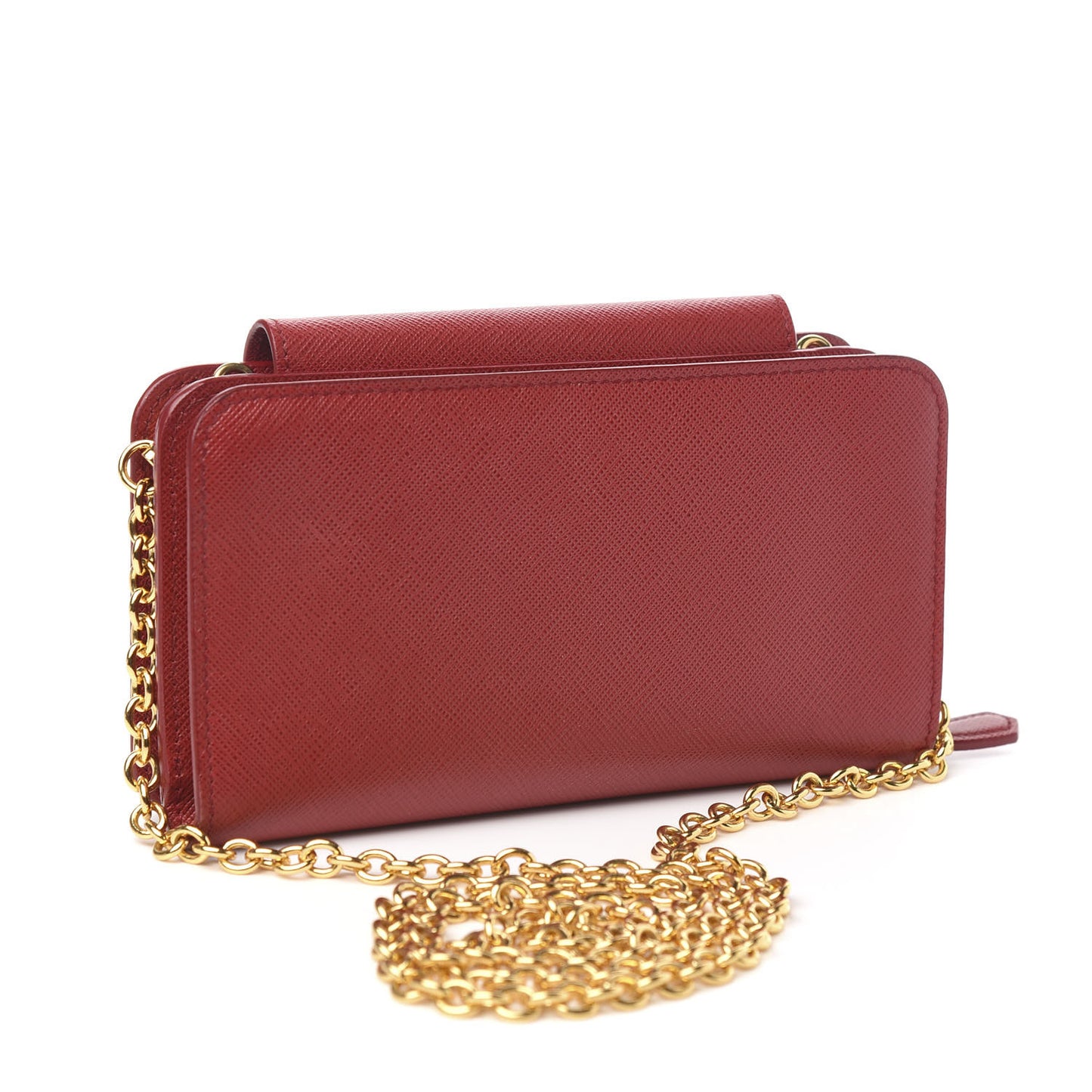 Saffiano Chain Wallet Fuoco