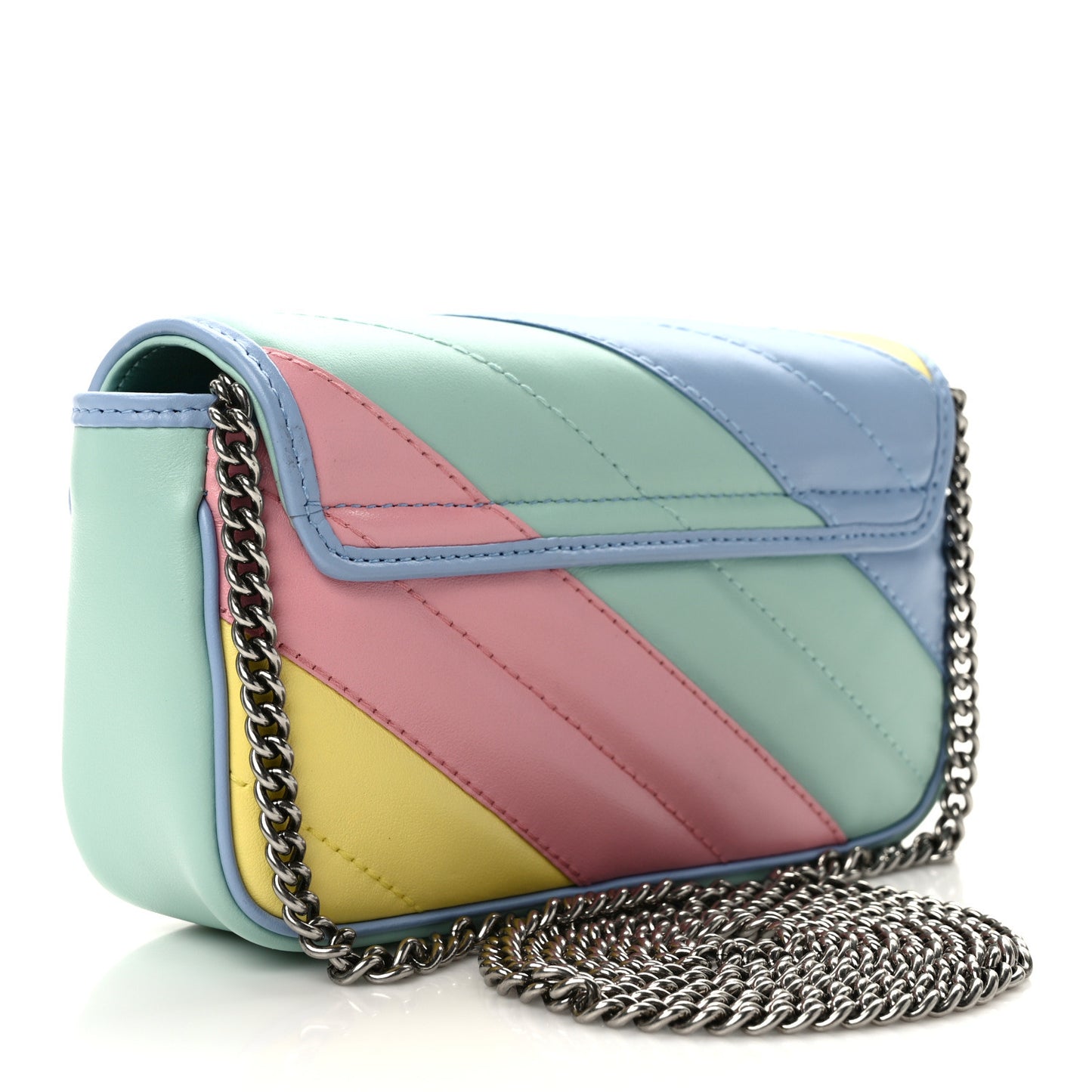 Calfskin Matelasse Diagonal Super Mini GG Marmont Shoulder Bag Multicolor Pastel