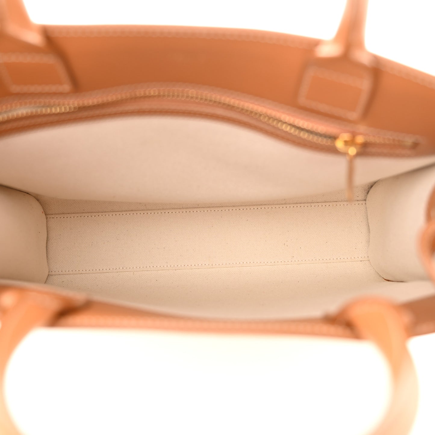 Canvas Calfskin Logo Print Small Vertical Cabas Natural Tan