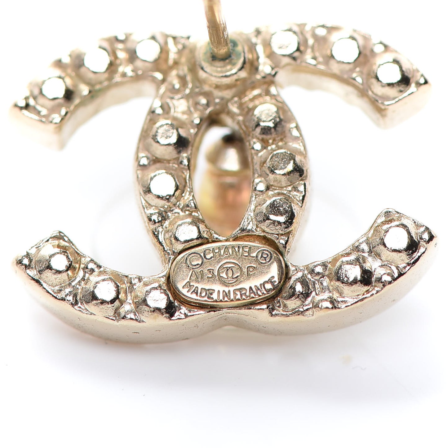 Pearl Crystal CC Earrings Light Gold