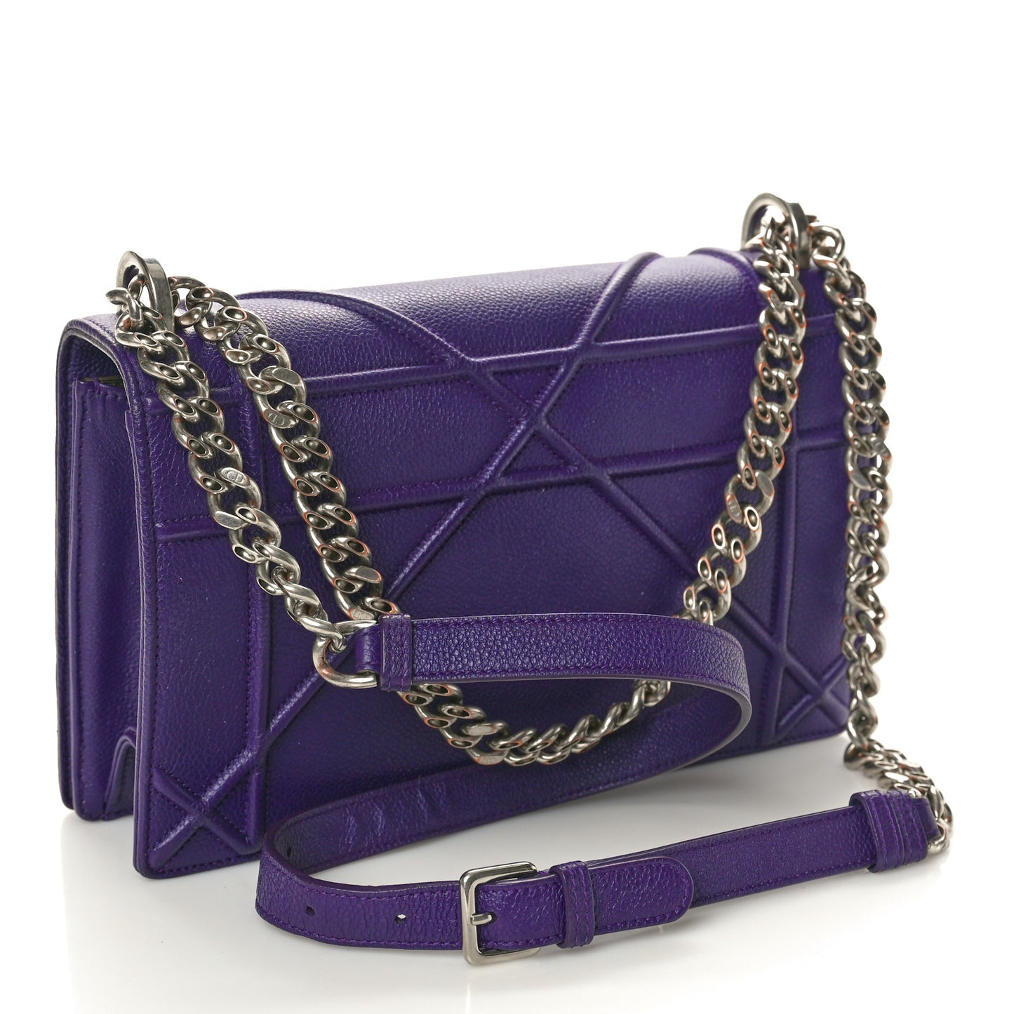 Grained Calfskin Medium Diorama Flap Bag Purple