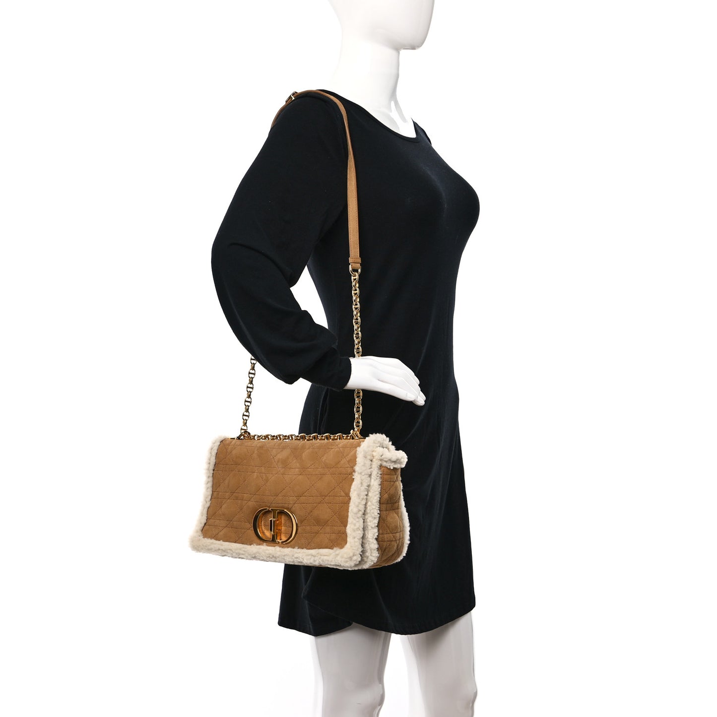 Shearling Cannage Large Caro Bag Camel