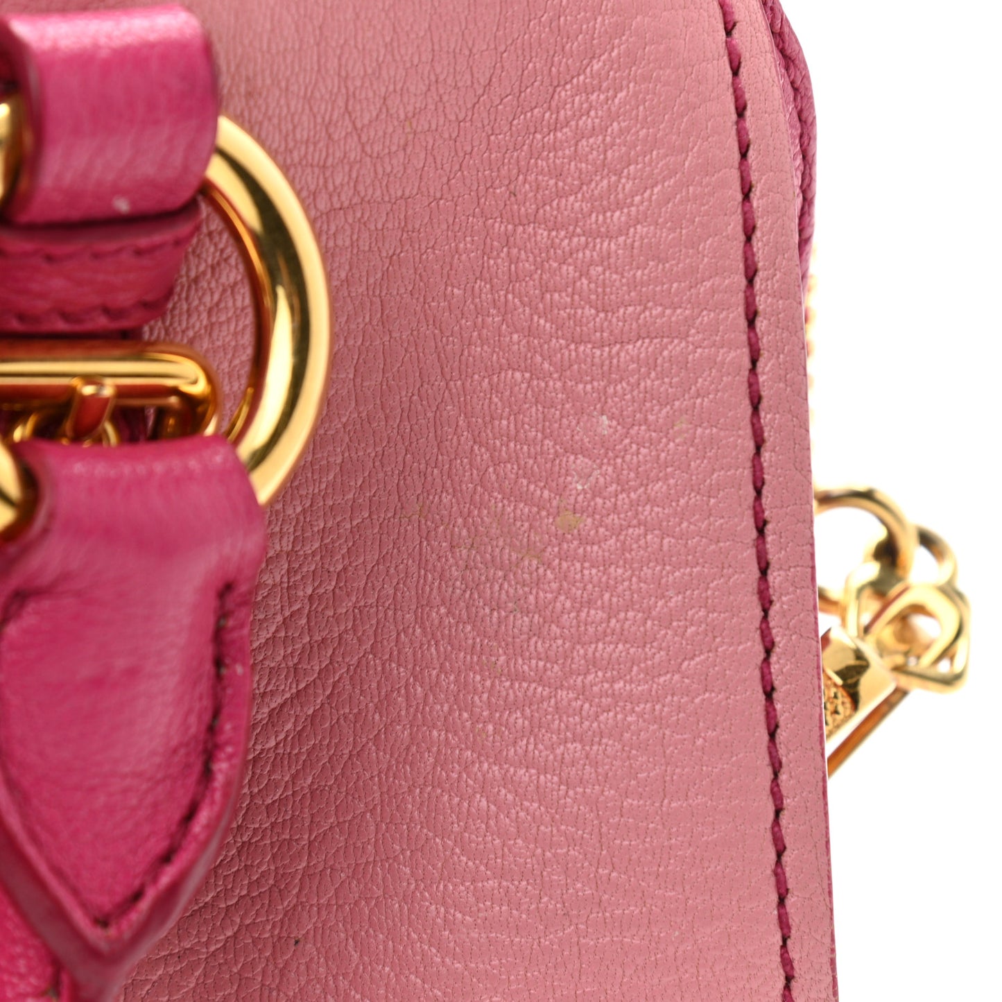 Goatskin Madras Bi-Color Bowling Bag Rosa Peonia