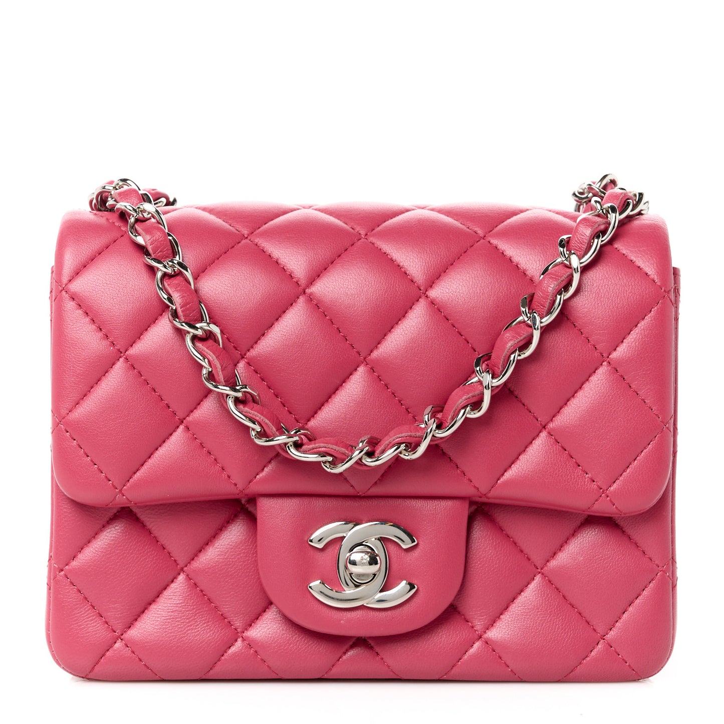 Lambskin Quilted Mini Square Flap Pink
