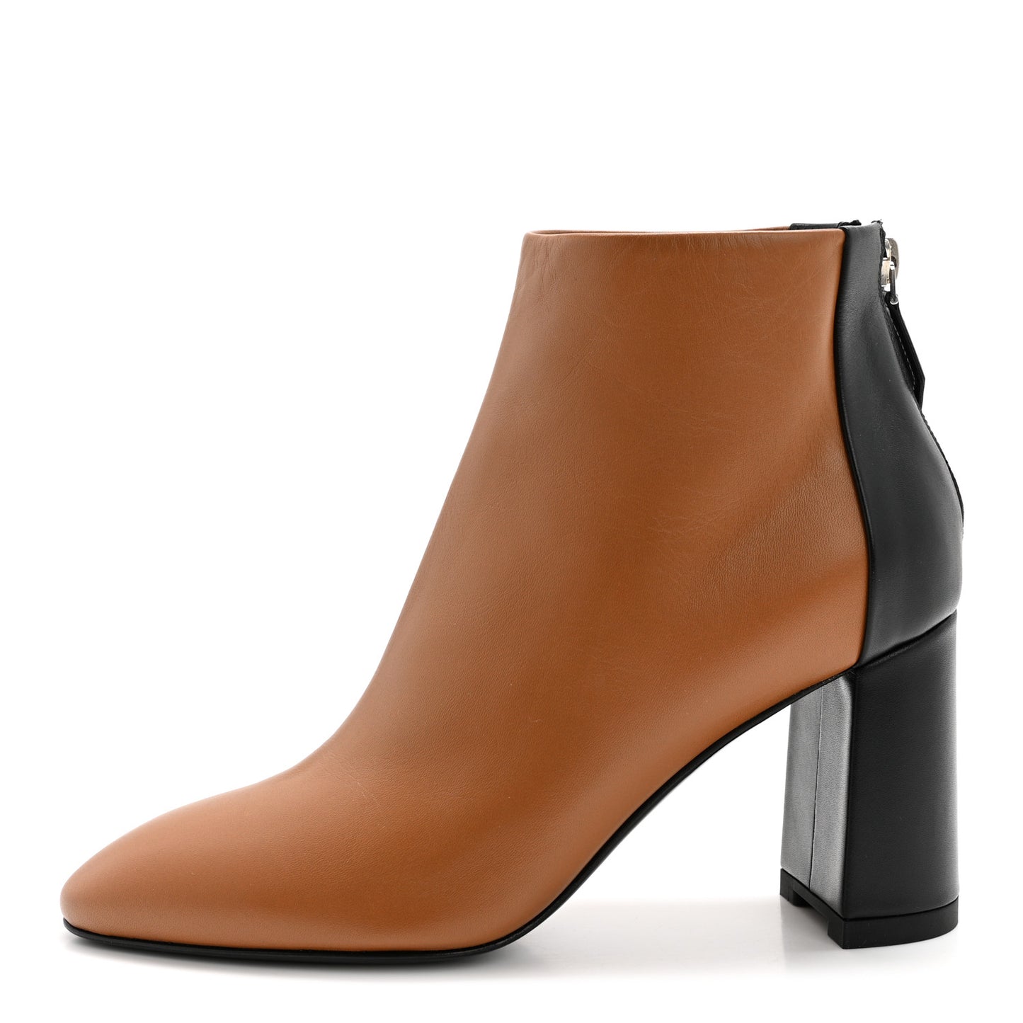 Calfskin Tuscan Two Tone Ankle Boots 38 Naturel Black