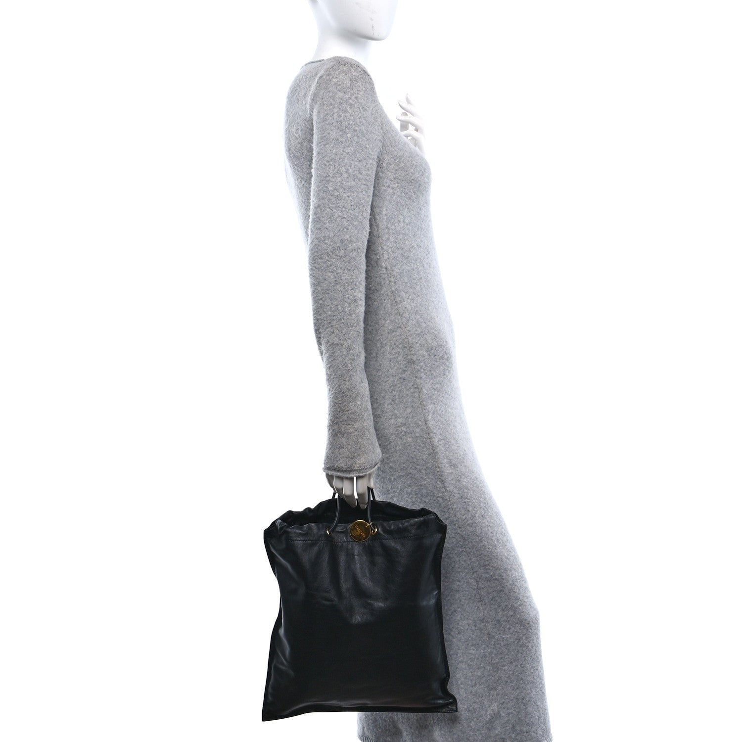 Tom Ford Calfskin Flat Drawstring Tote Black 2 of 9