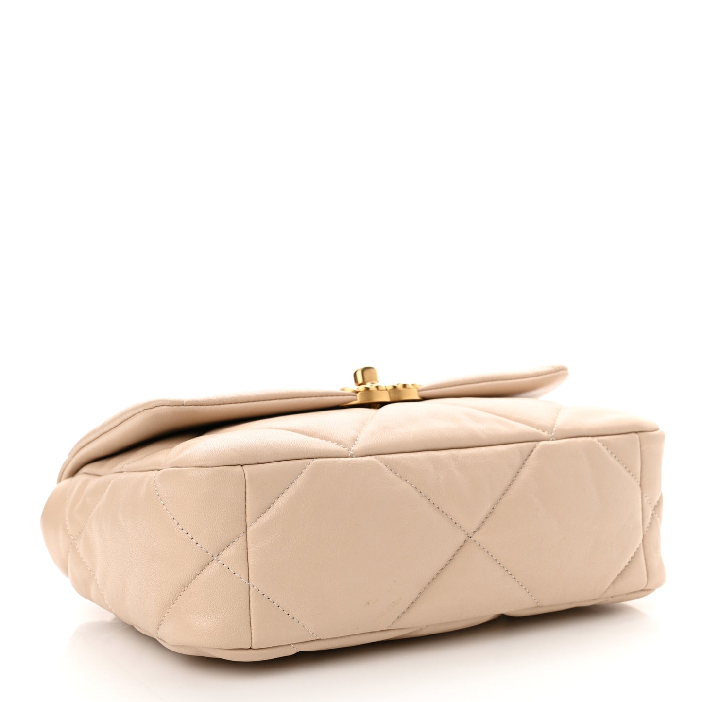 Goatskin Quilted Medium Chanel 19 Flap Light Beige